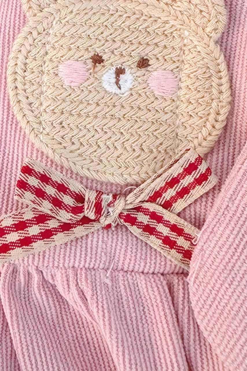 Sevimli Ayı ve Çiçek Desenli Elbise