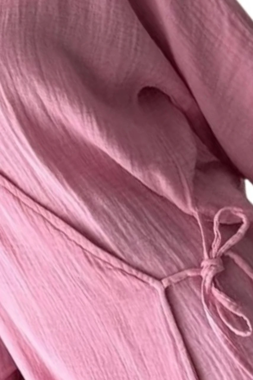 Yandan Bağlamalı İnce Hırka Pembe