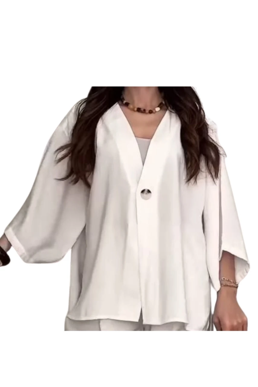 Yarasa Kol Bluz Beyaz