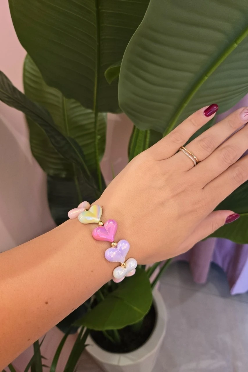 Parlak Kalp Taşlı Bileklik