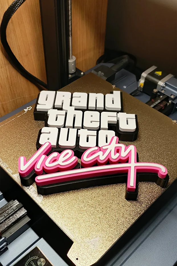 Gta Vice City - Grand Theft Auto Logo Sembol Figür | Retro Stil Premium Oyun Figürü