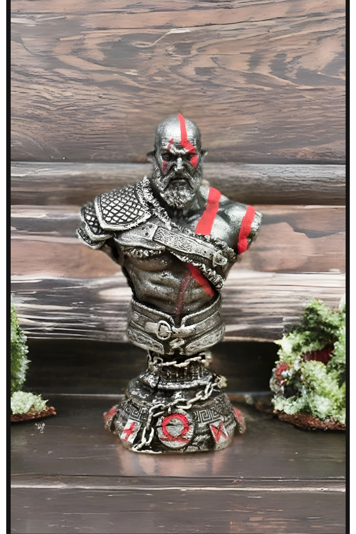 Kratos 20CM Gümüş Eskitme Kırmızı Detay God Of War 4 Playstation-pc Oyun Karakteri Polyester Figür