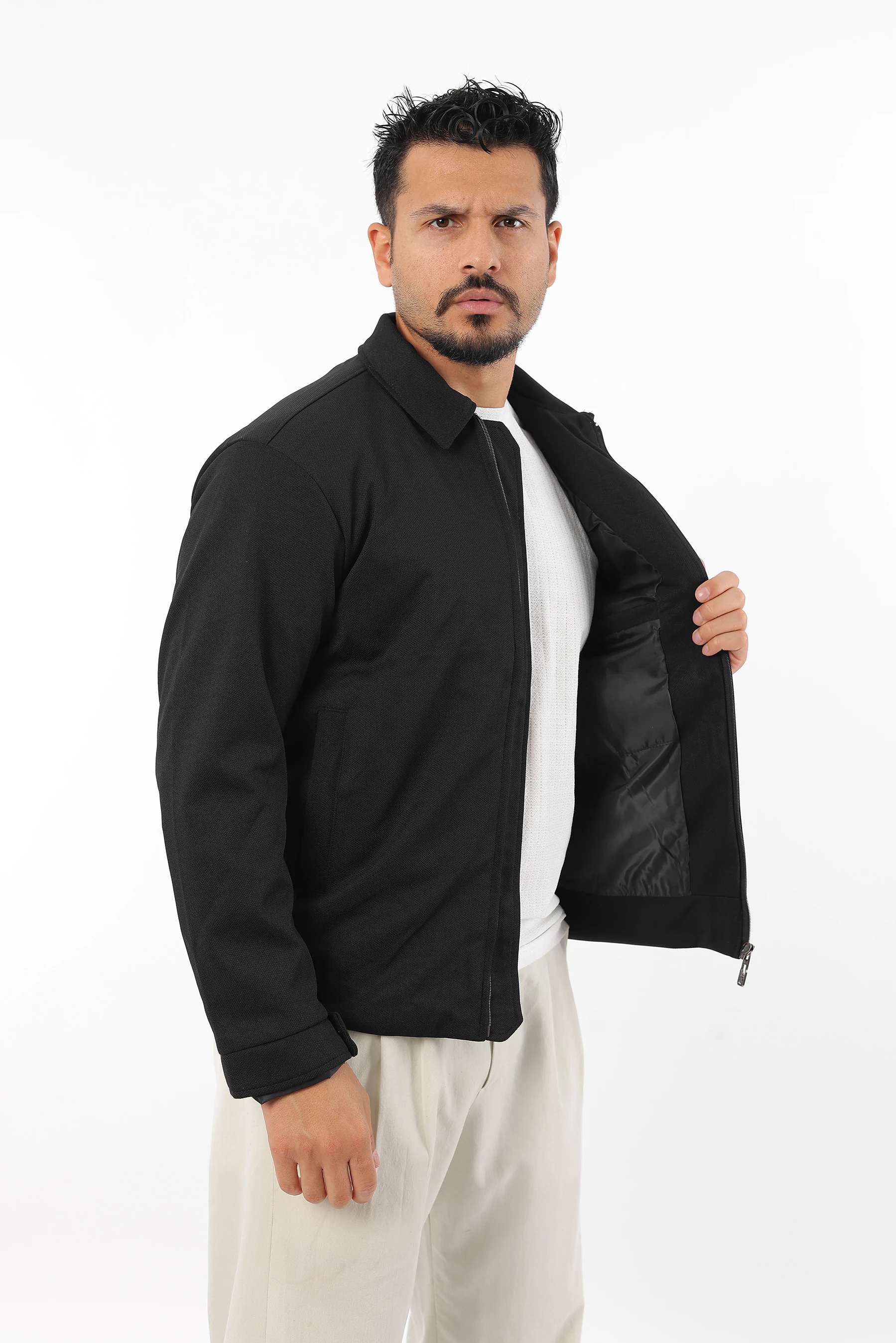 Erkek Mevsimlik İçi Astarlı Örme Pamuk Kumaş Cepli Fermuarlı Mont 1607