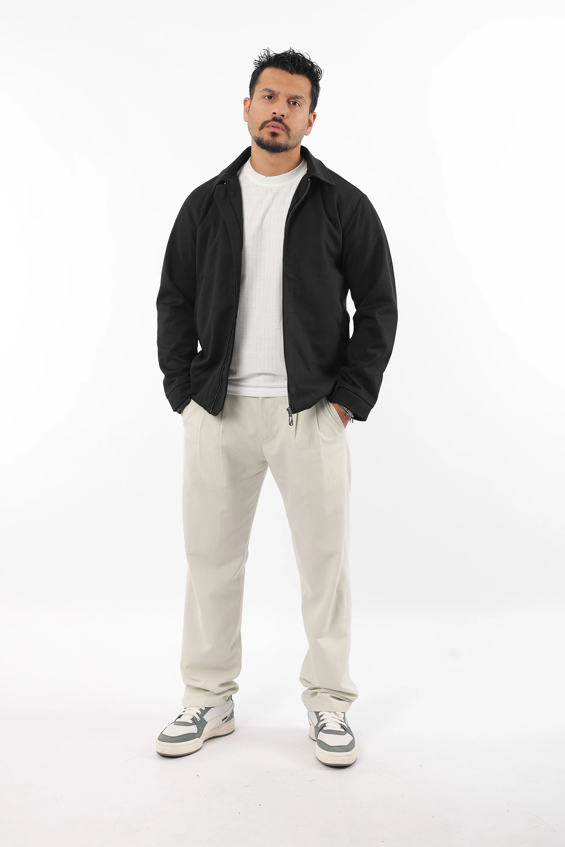 Erkek Mevsimlik İçi Astarlı Örme Pamuk Kumaş Cepli Fermuarlı Mont 1607