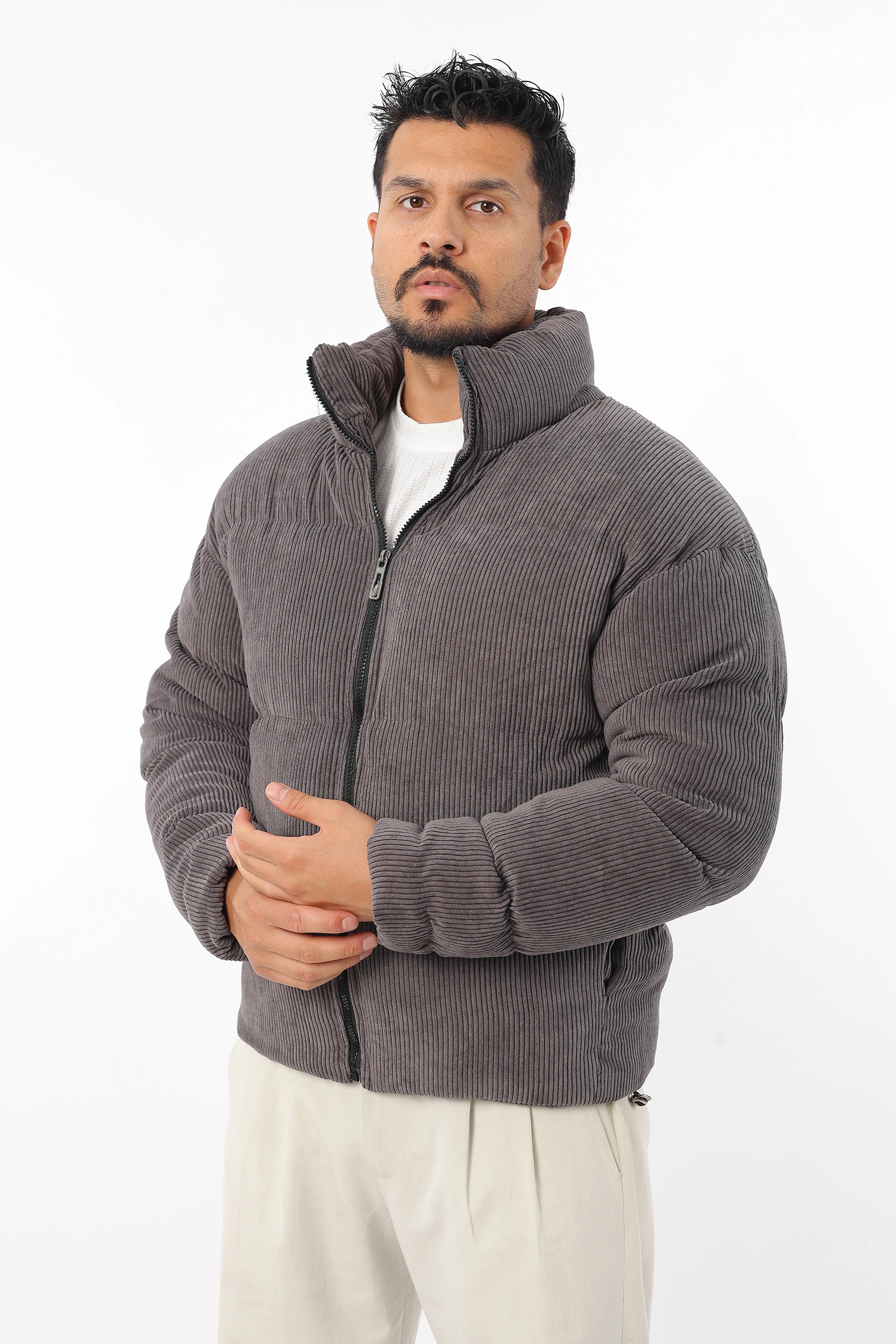 Erkek Şişme Sıkı Dolum Elyaf Kadife Fitilli Kalın Mont 1626