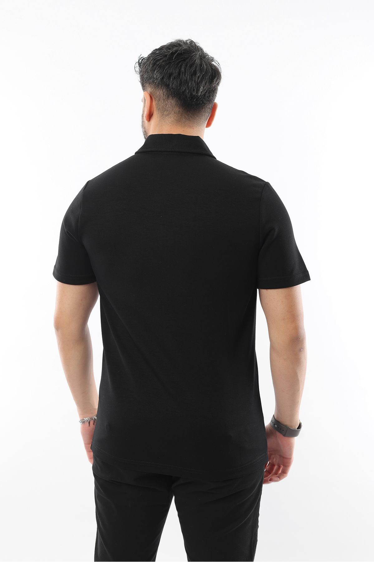 Erkek Fermuarlı Polo Yaka Slim Fit Tişört - Kısa Kollu Şık Tasarım