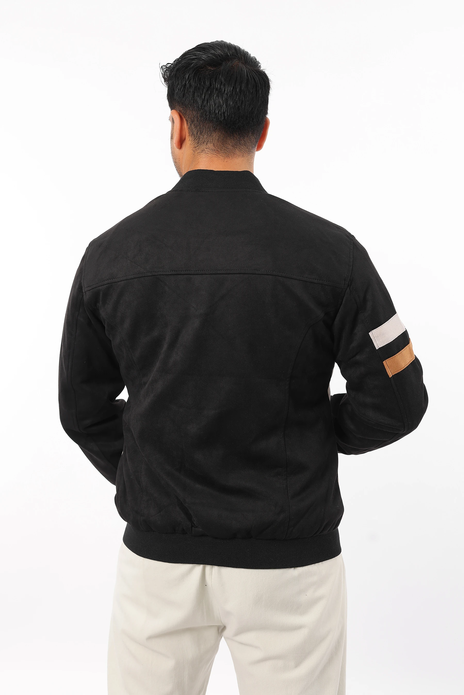 Erkek Spor Mevsimlik İçi Astarlı Bomber Bloklu Çıtçıtlı Süet Mont 1367