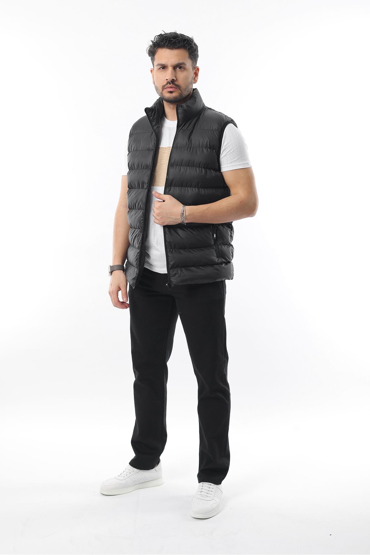 Erkek Regular Fit Dik Yaka Mevsimlik Şişme Yelek