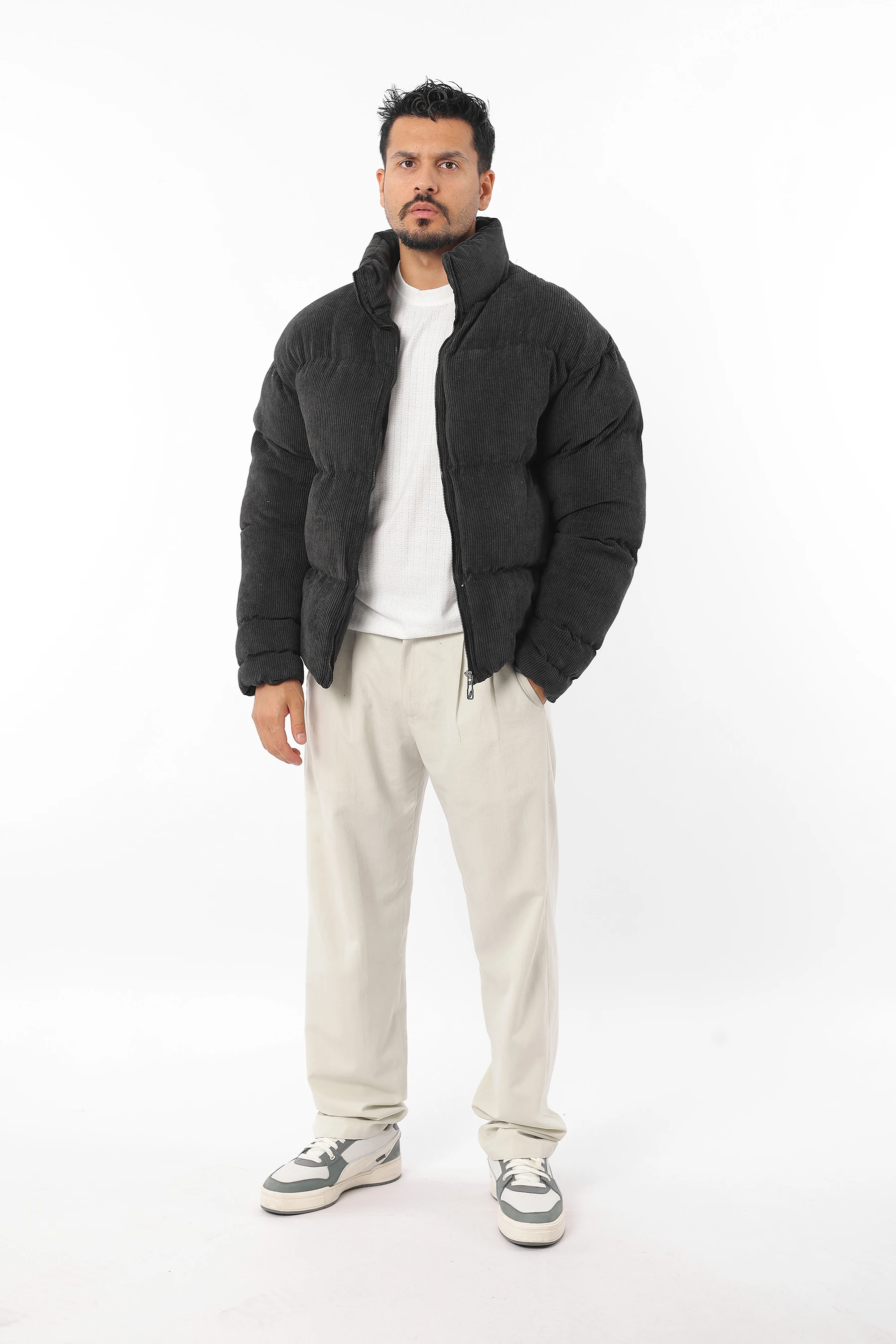 Erkek Şişme Sıkı Dolum Elyaf Kadife Fitilli Kalın Mont 1626