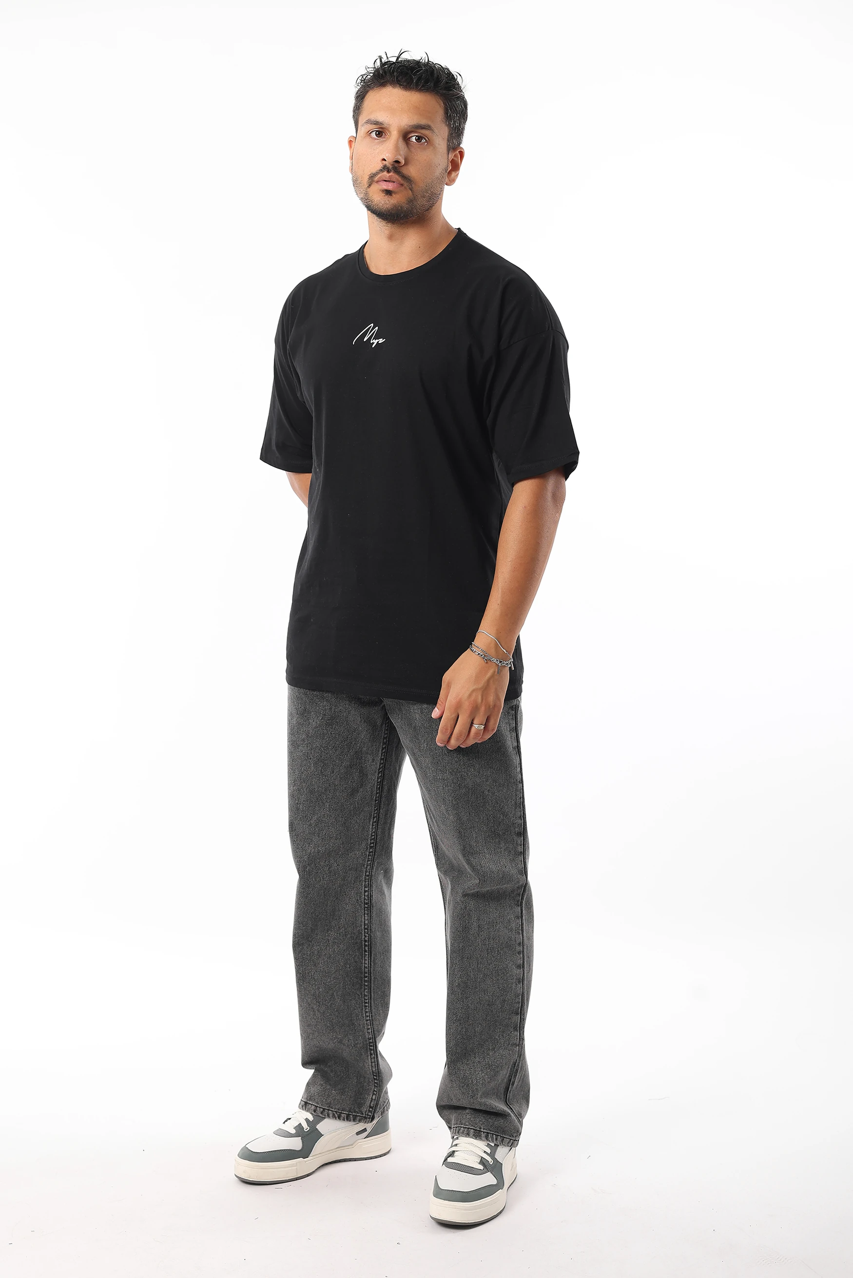 Erkek Slim Fit Bisiklet Yaka Yazı Baskı Detaylı Basic Tişört