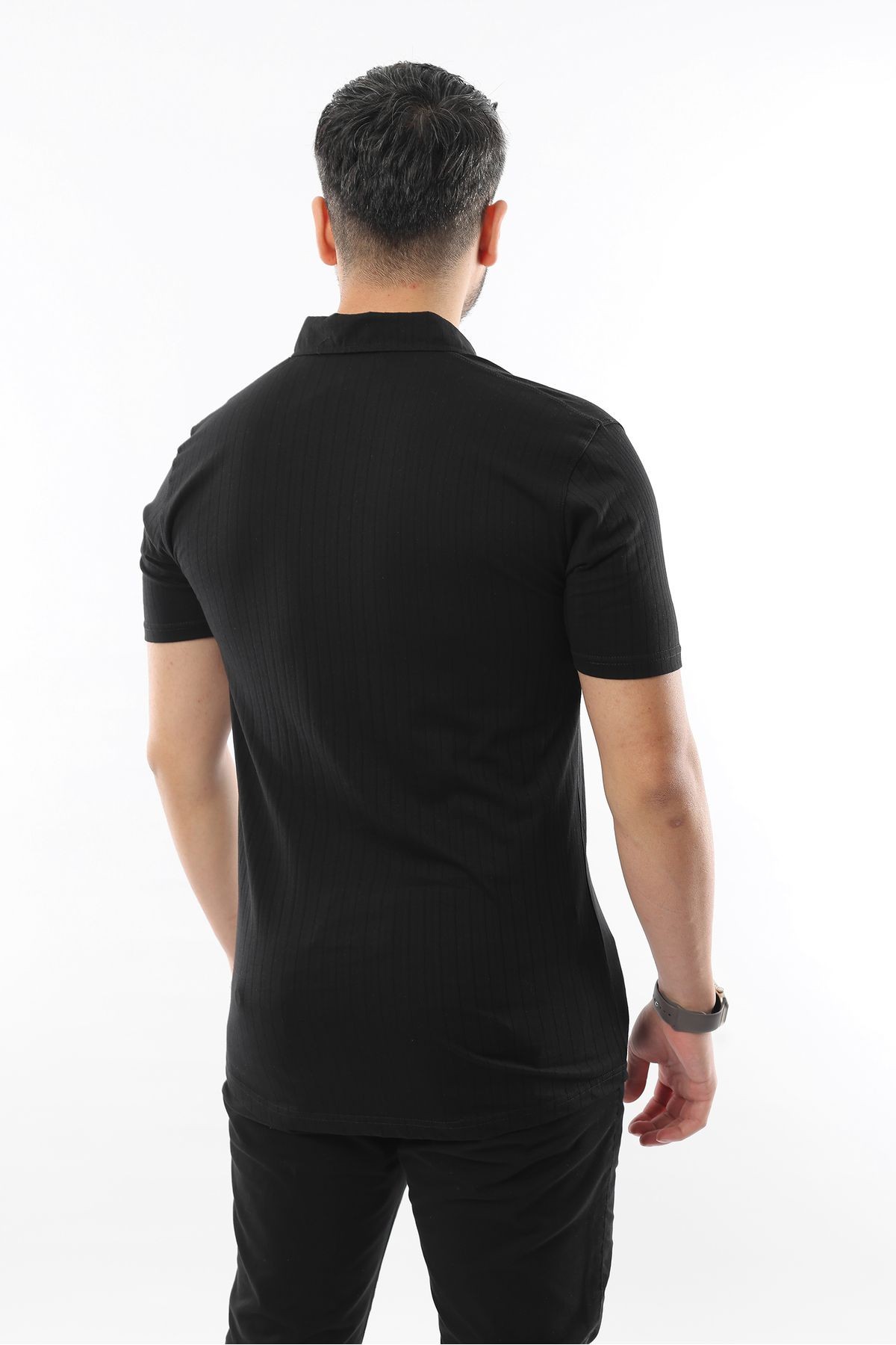 Erkek Slim Fit Kısa Kollu Basic Polo Yaka Gömlek