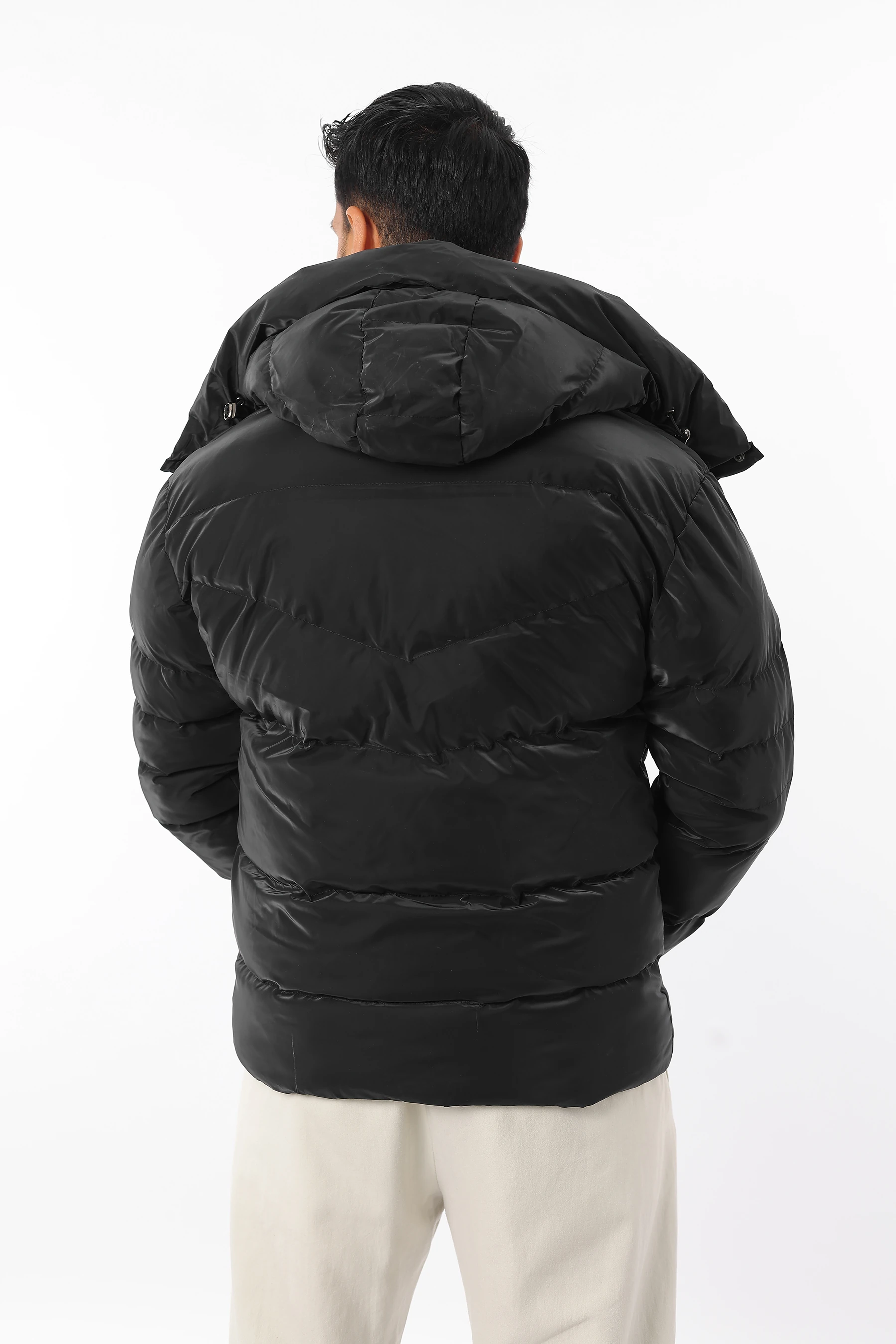 Erkek Şişme Sıkı Elyaf Dolum Çıkarılabilir Kapüşonlu Kalın Kışlık Mont 1581