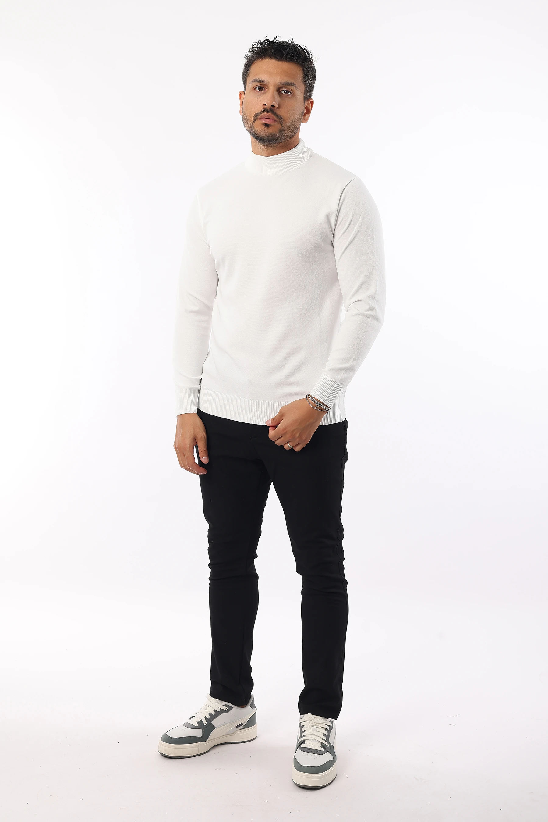 Erkek Tüylenme Yapmayan Standart Fit Yarım Balıkçı Yaka Triko Kazak 24892