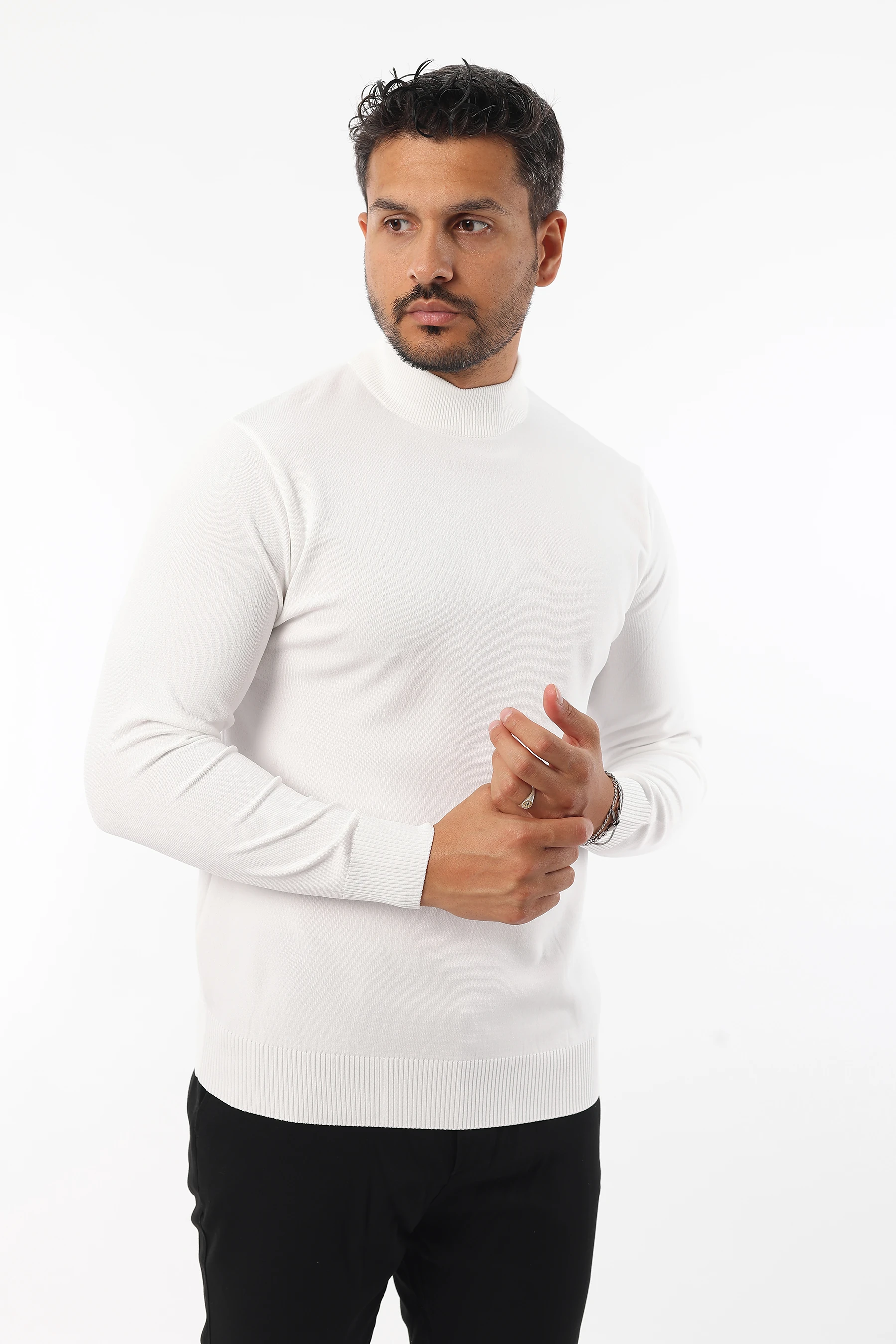 Erkek Tüylenme Yapmayan Standart Fit Yarım Balıkçı Yaka Triko Kazak 24892