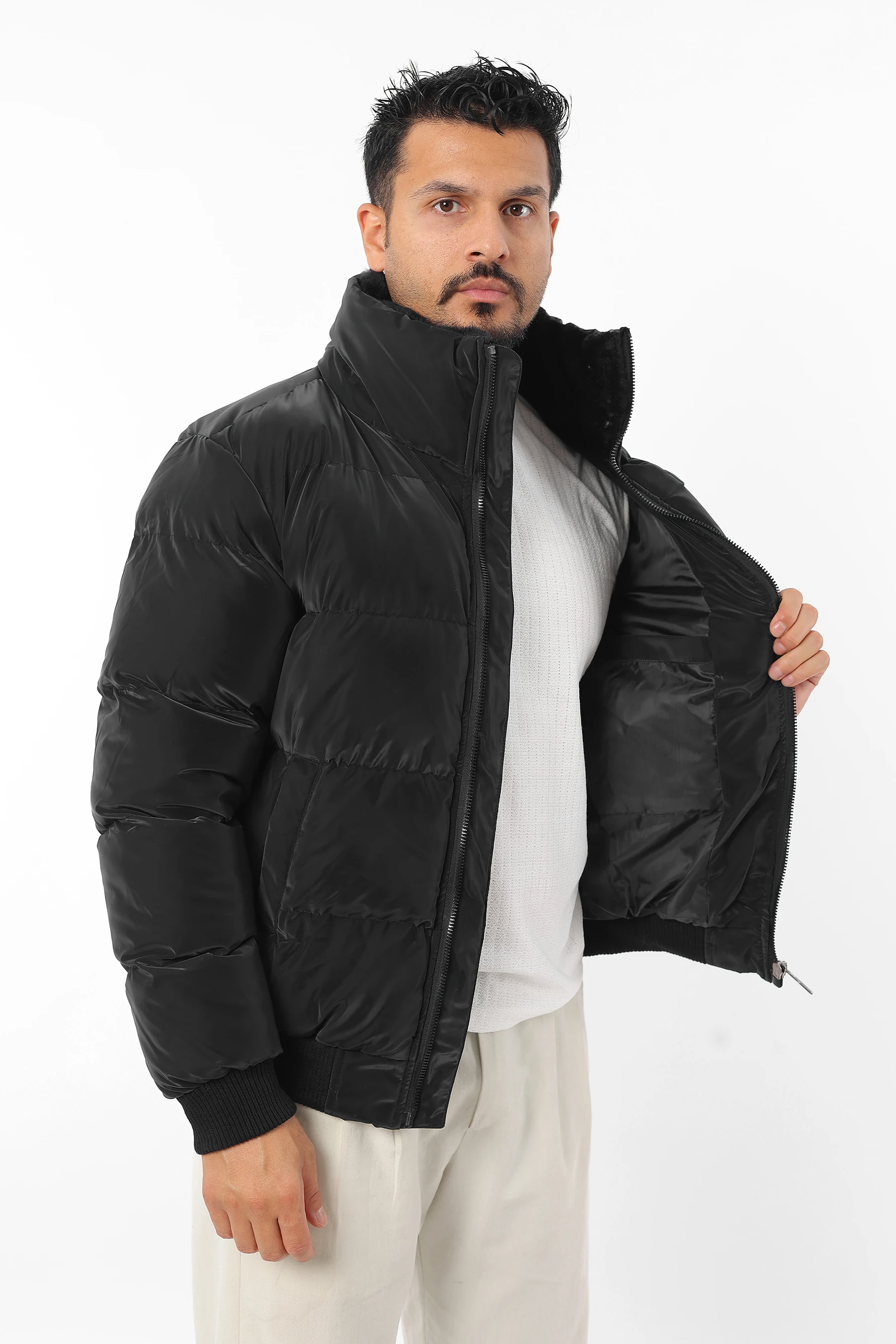 Erkek Şişme Sıkı Dolum Elyaf Soğu Geçirmez Kolu Ve Beli Lastikli Kalın Mont 1308