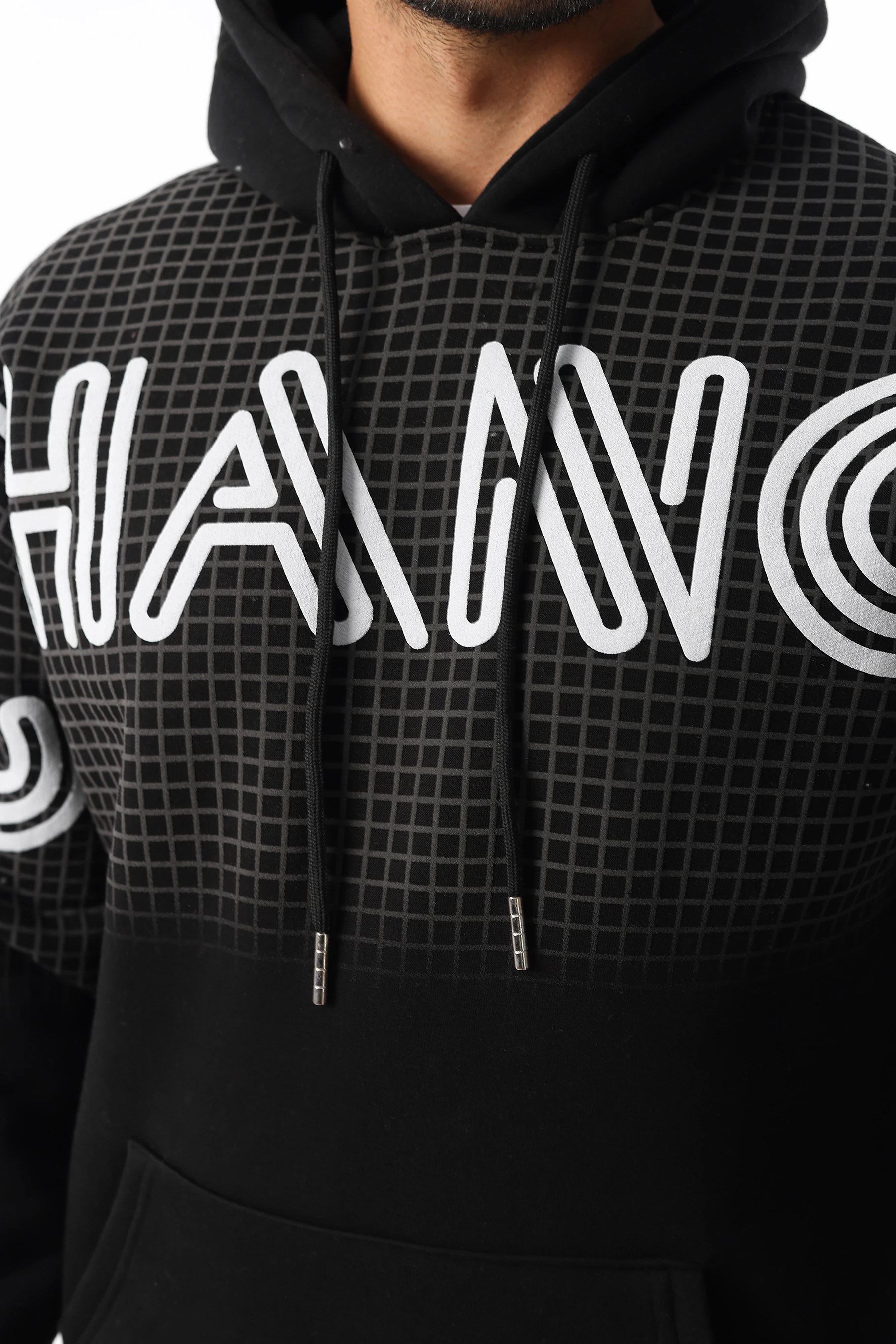 Erkek Yarım Oversize Pamuklu Yumuşak İçi Polarlı Kapşonlu Kanguru Cep Baskılı Sweatshirt 1050