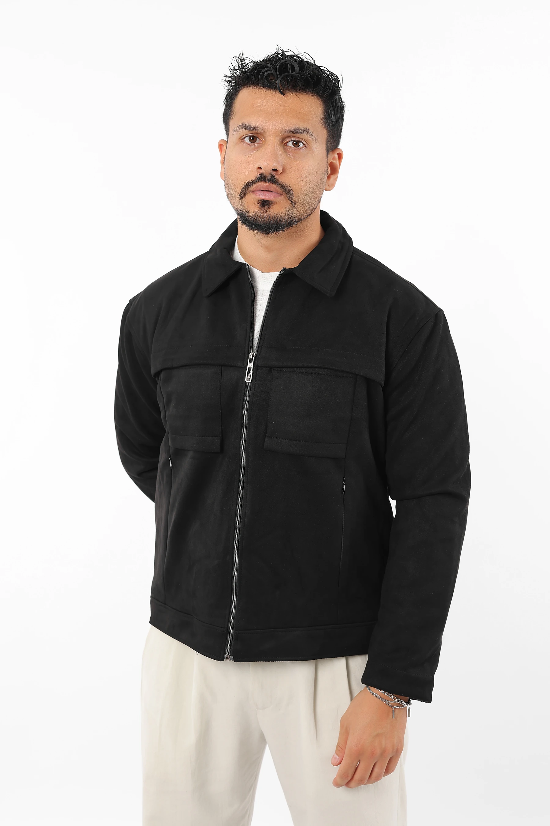 Erkek Mevsimlik Slim Fit Süet Ceket İçi Astarlı Fermuarlı Mont 1218