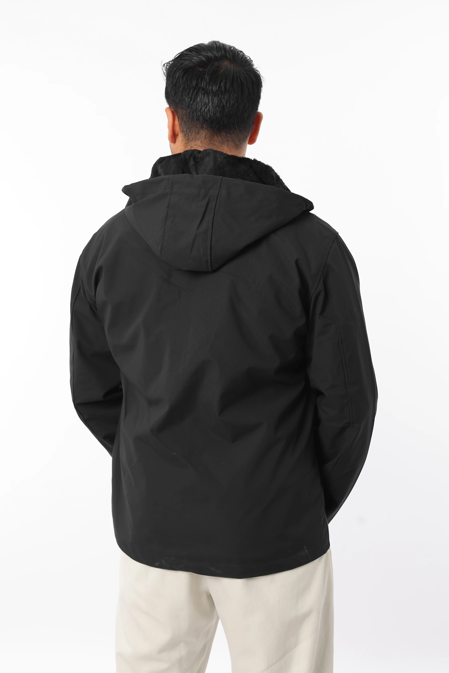 Erkek İçi Rüzgar Geçirmez Softjel Kumaş Kapüşonlu Fermuarlı Mont 1617