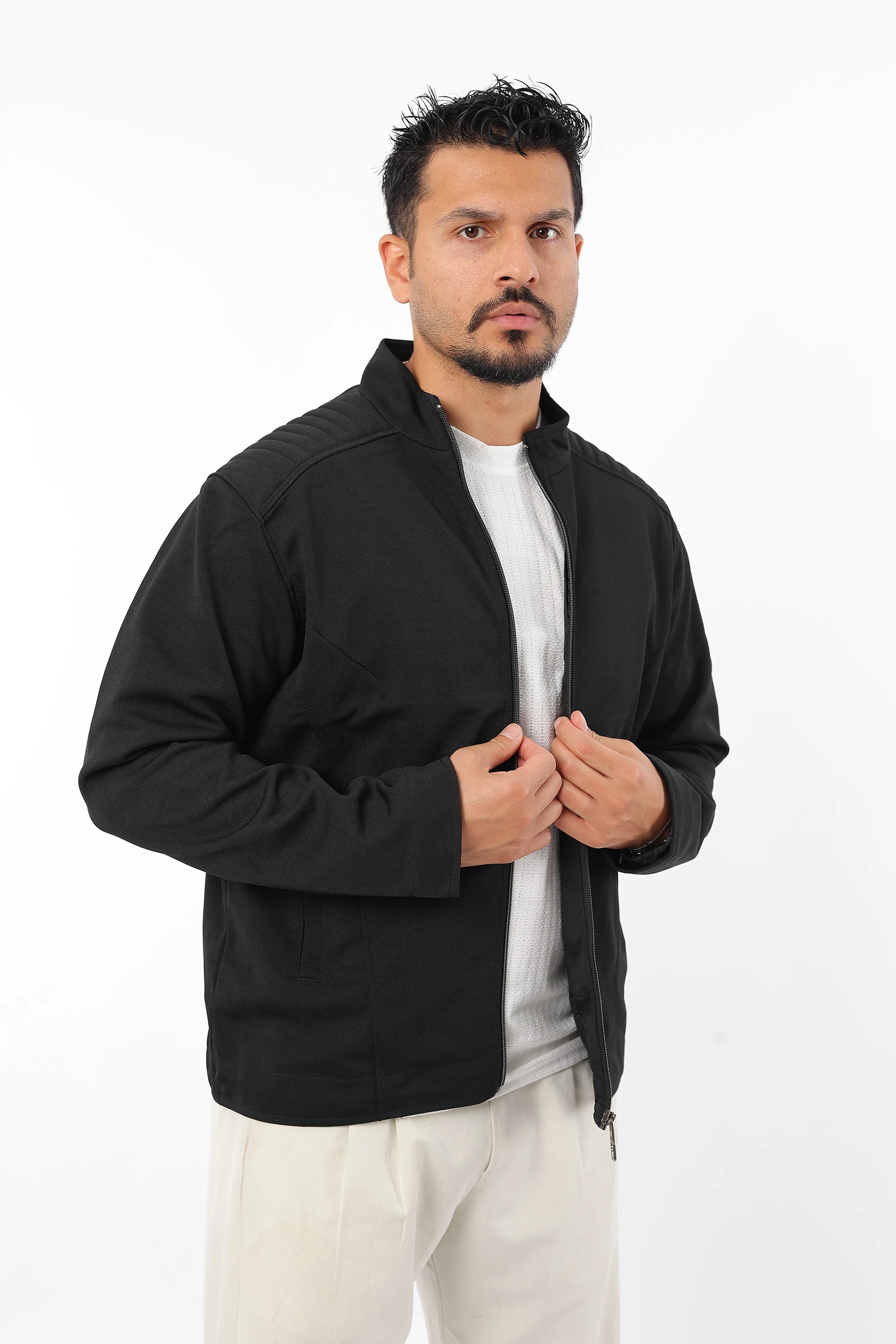 Erkek Mevsimlik İçi Astarlı Örme Pamuk Kumaş Fermuarlı Mont 1324