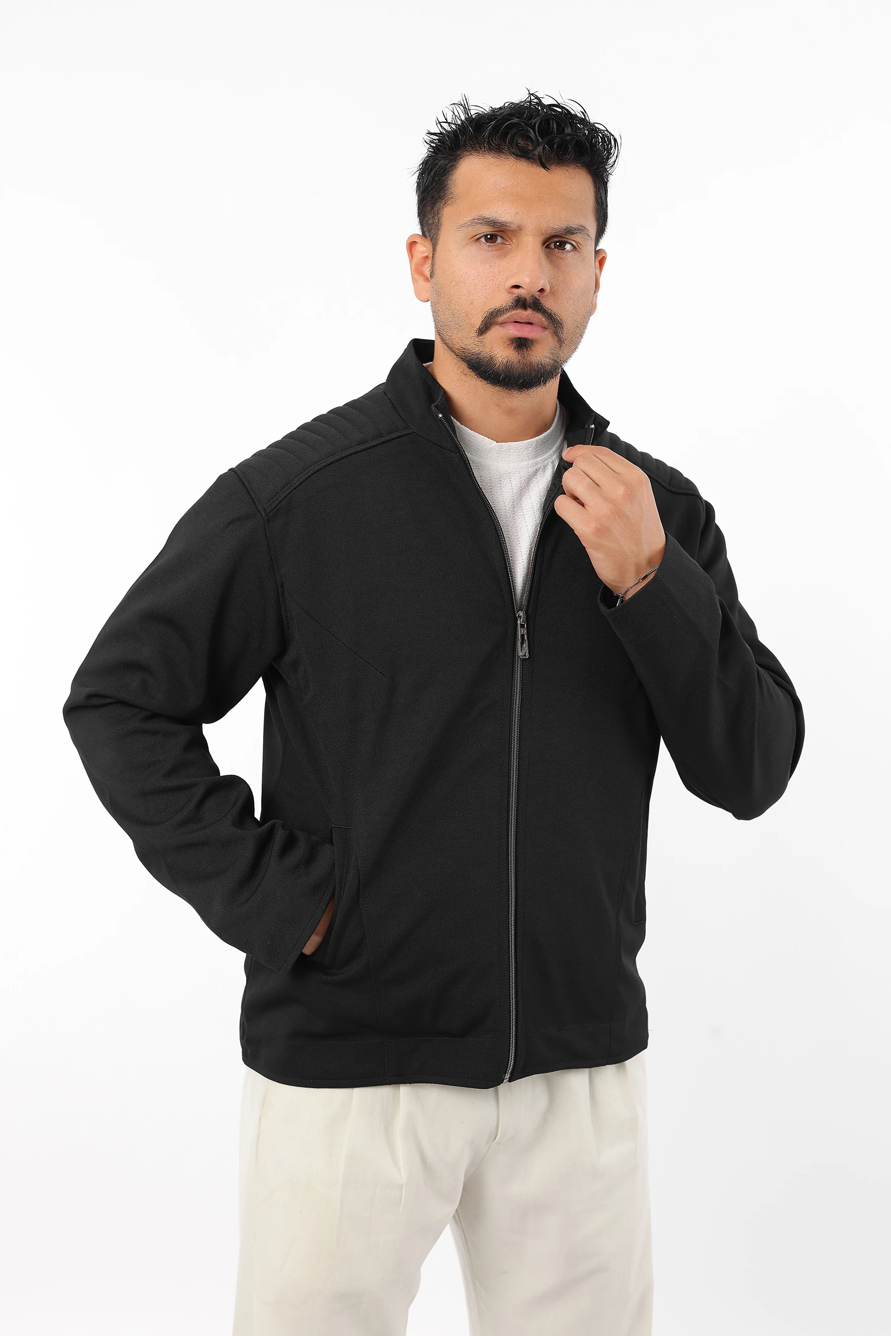 Erkek Mevsimlik İçi Astarlı Örme Pamuk Kumaş Fermuarlı Mont 1324