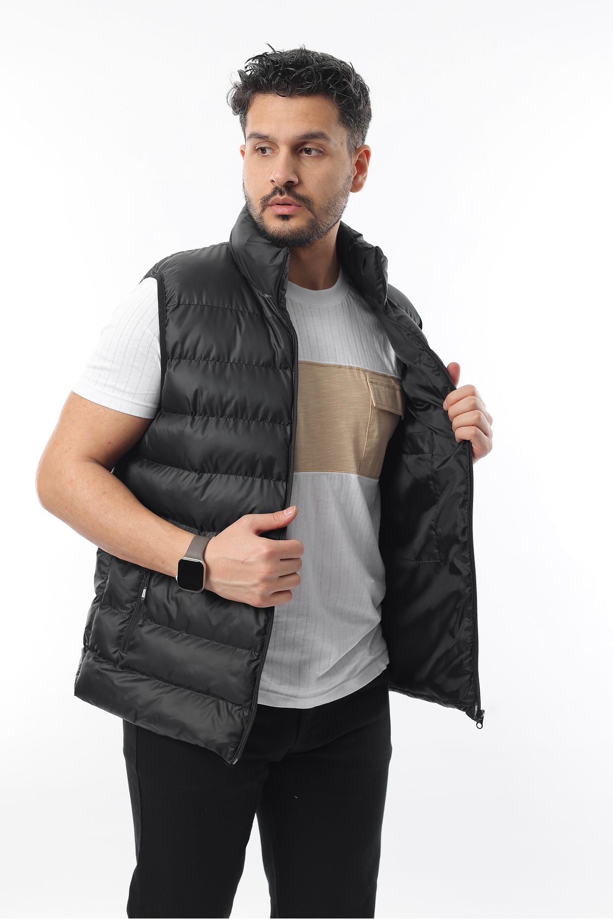 Erkek Regular Fit Dik Yaka Mevsimlik Şişme Yelek