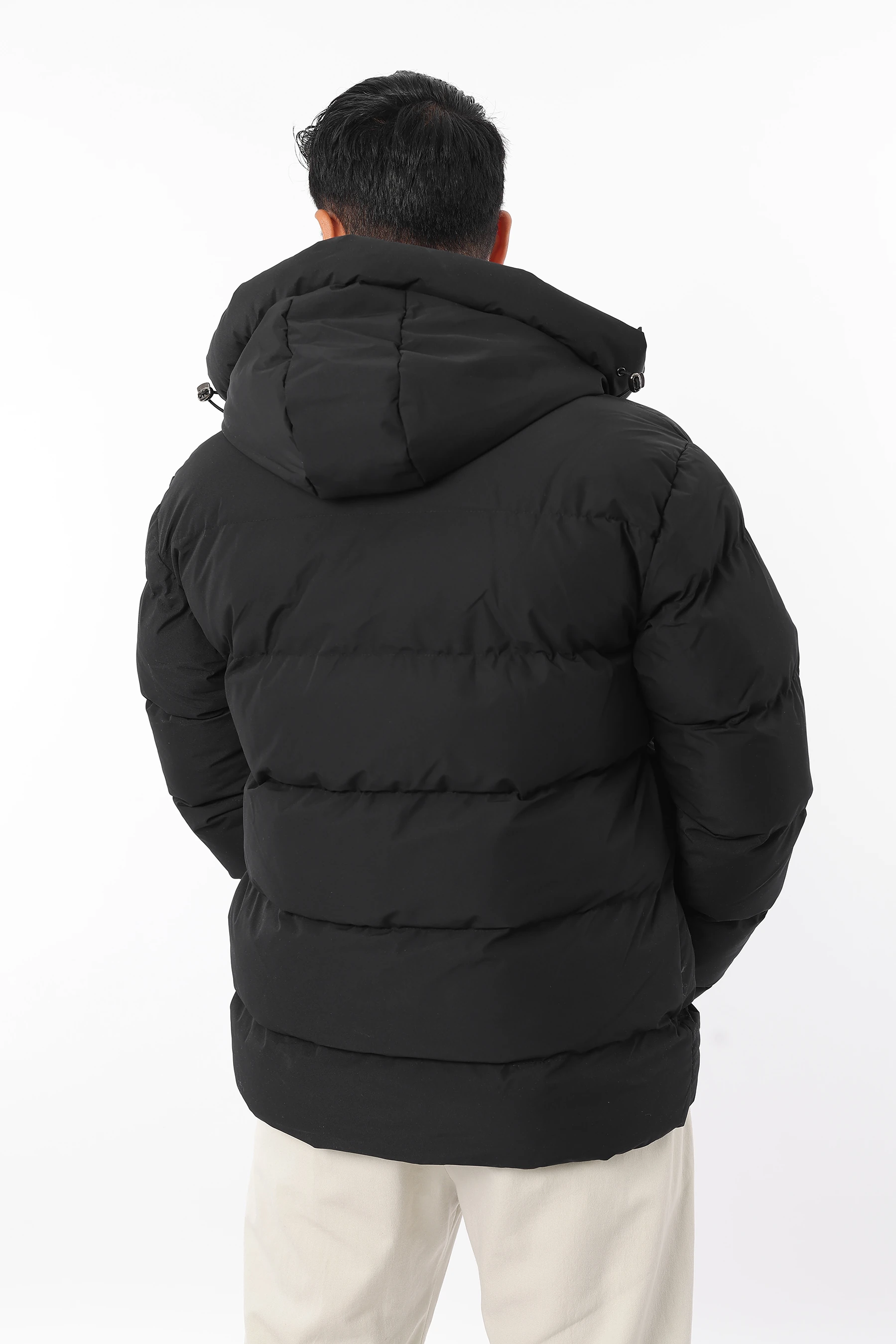 Erkek Şişme Sıkı Dolum Elyaf Soğuk Geçirmez Kapüşonlu Kalın Mont 1479