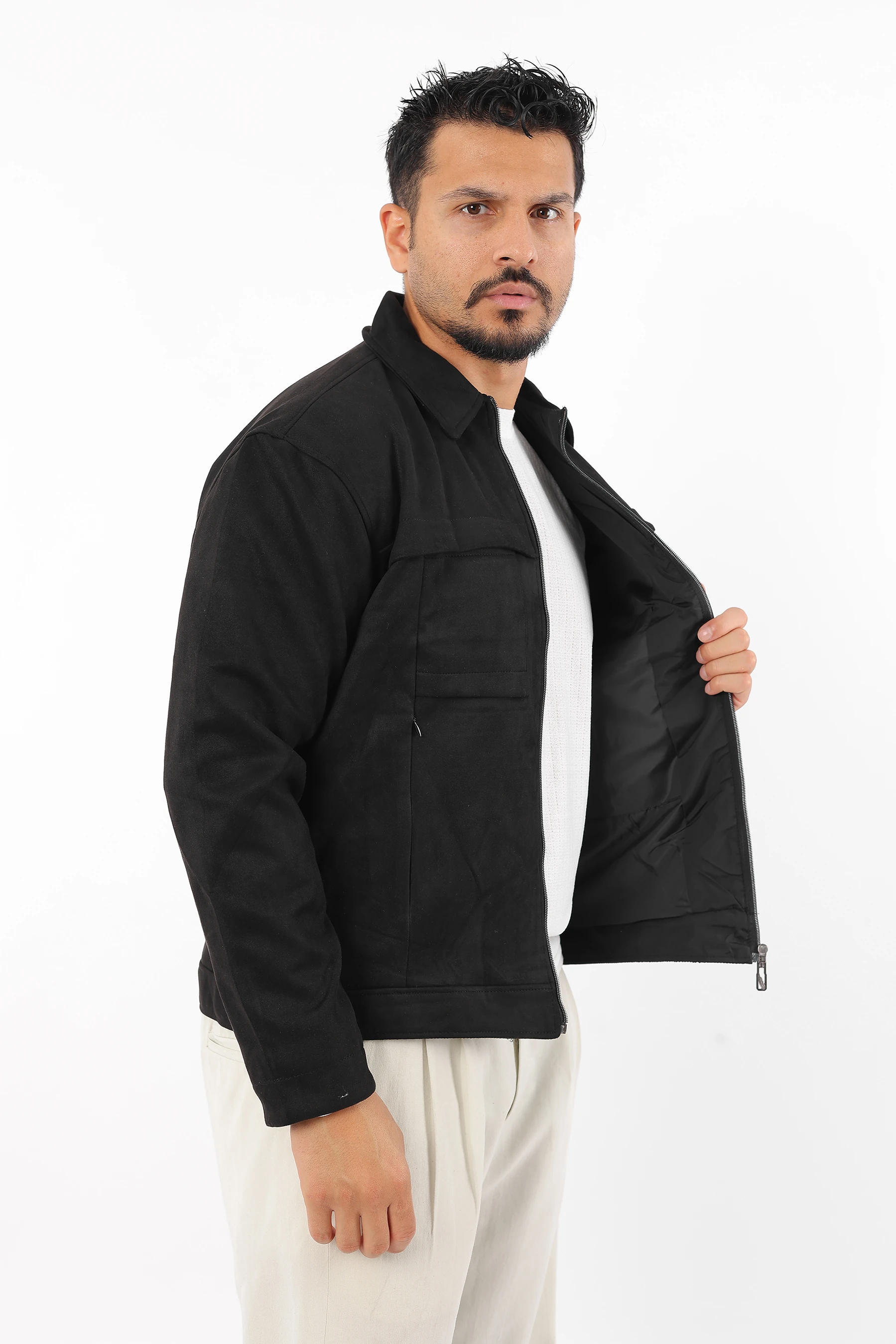 Erkek Mevsimlik Slim Fit Süet Ceket İçi Astarlı Fermuarlı Mont 1218