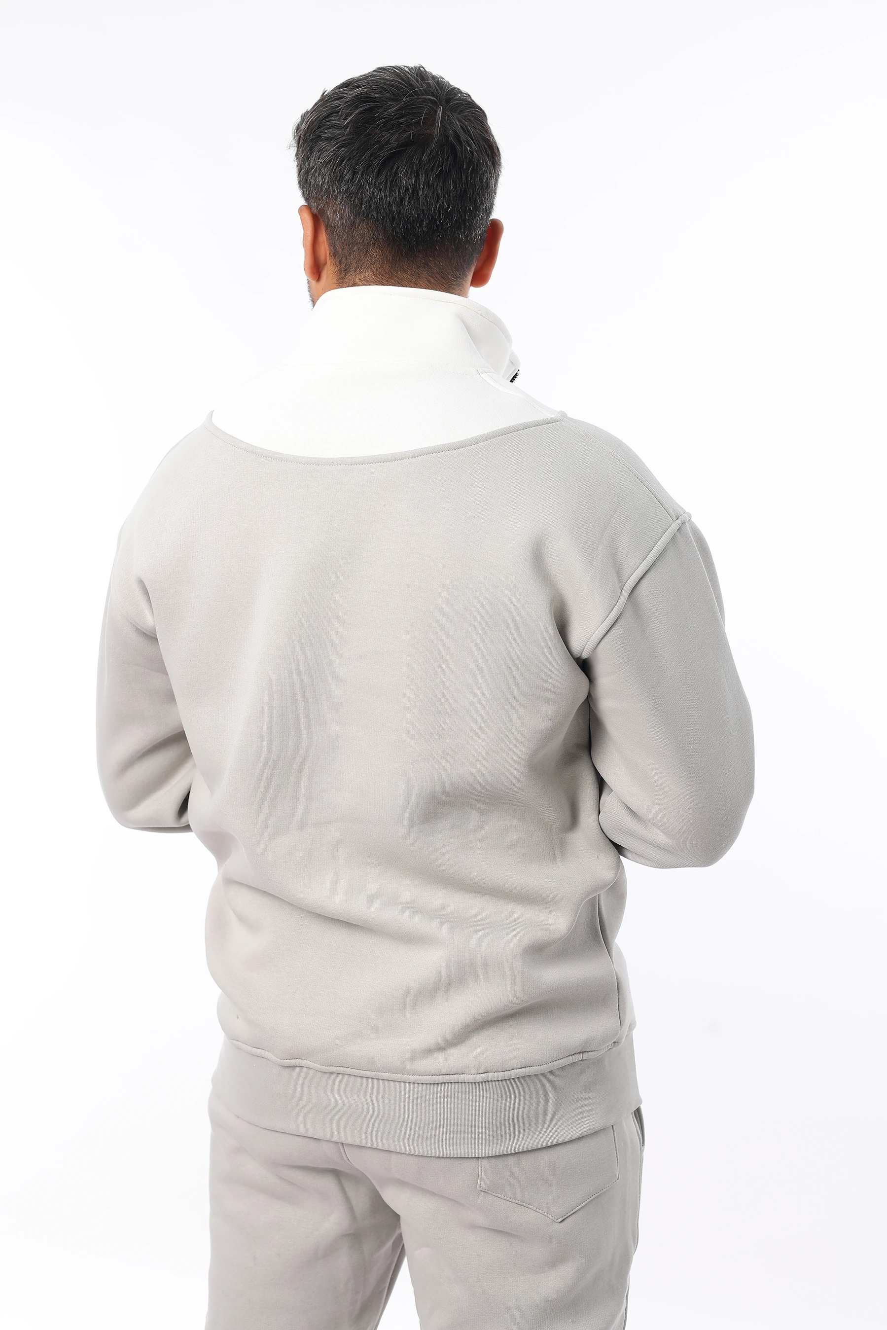 Unisex Yarım Oversize Pamuklu Yumuşak İçi Polarlı Fermuarlı Dik Yaka Baskılı Sweatshirt 1101