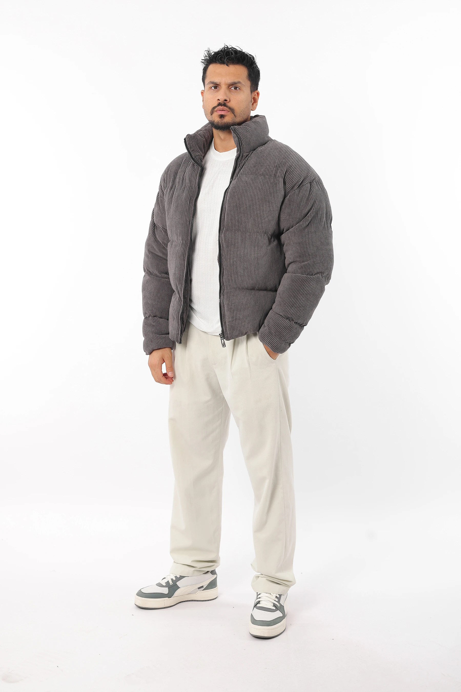 Erkek Şişme Sıkı Dolum Elyaf Kadife Fitilli Kalın Mont 1626