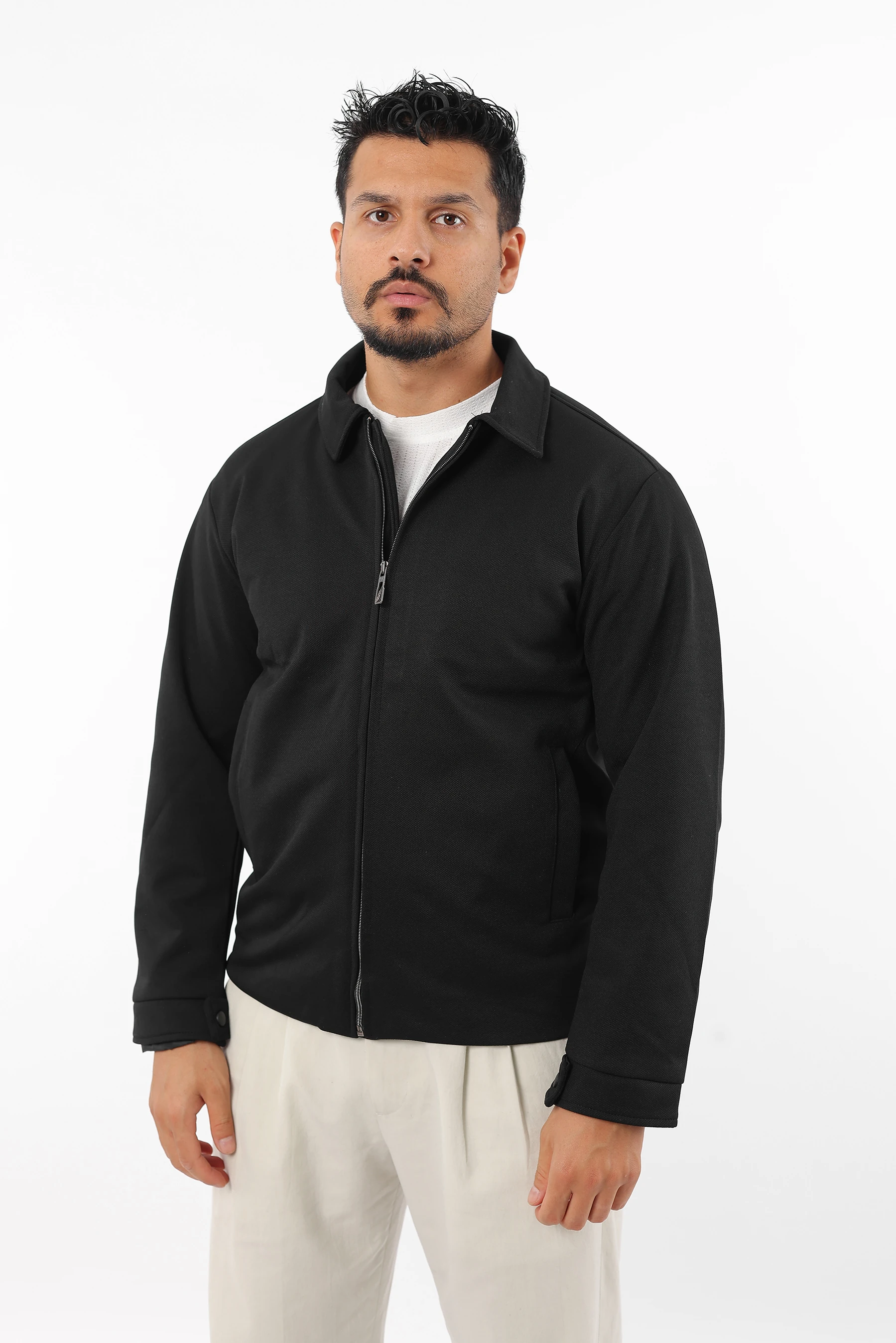 Erkek Mevsimlik İçi Astarlı Örme Pamuk Kumaş Cepli Fermuarlı Mont 1607