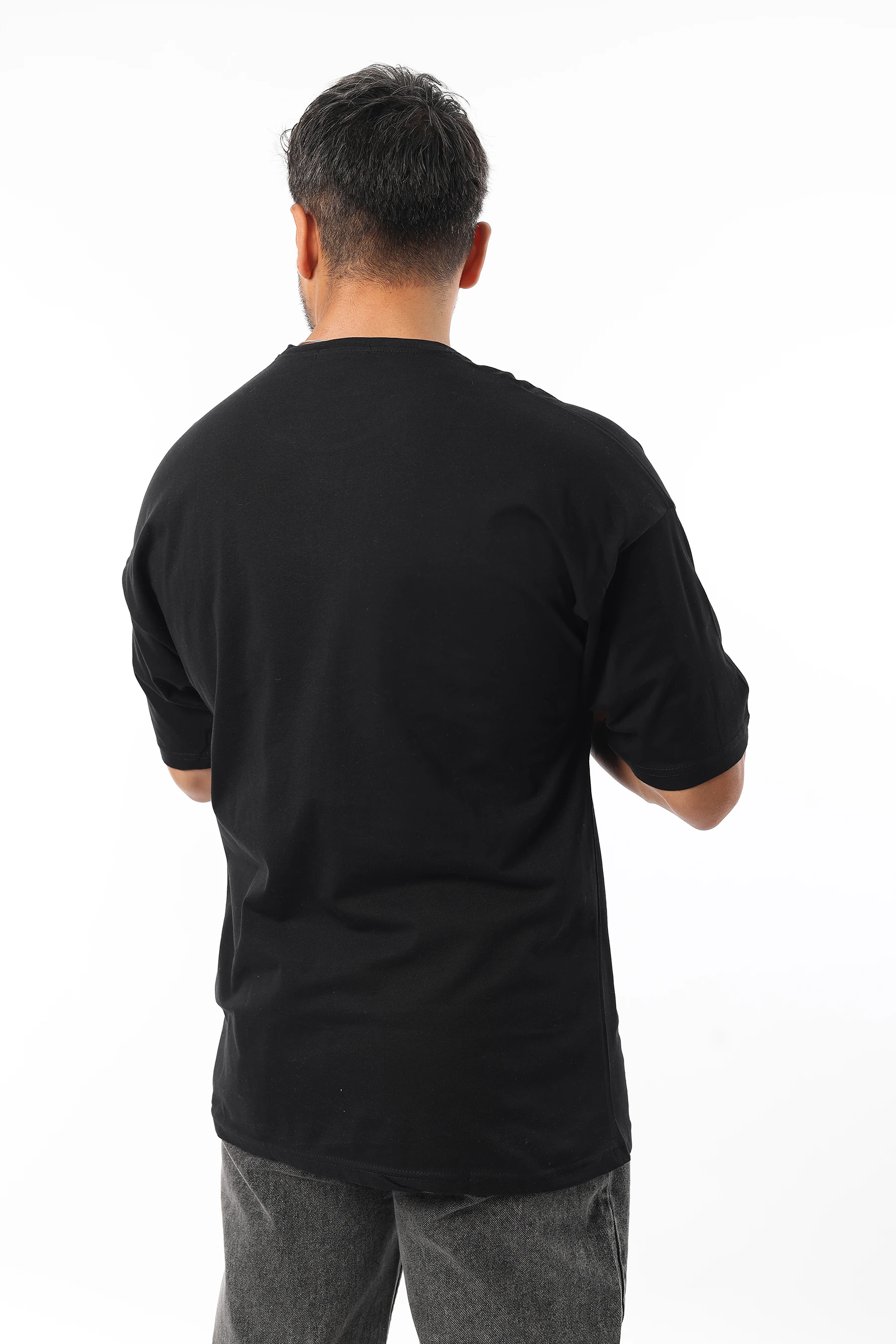 Erkek Slim Fit Bisiklet Yaka Yazı Baskı Detaylı Basic Tişört