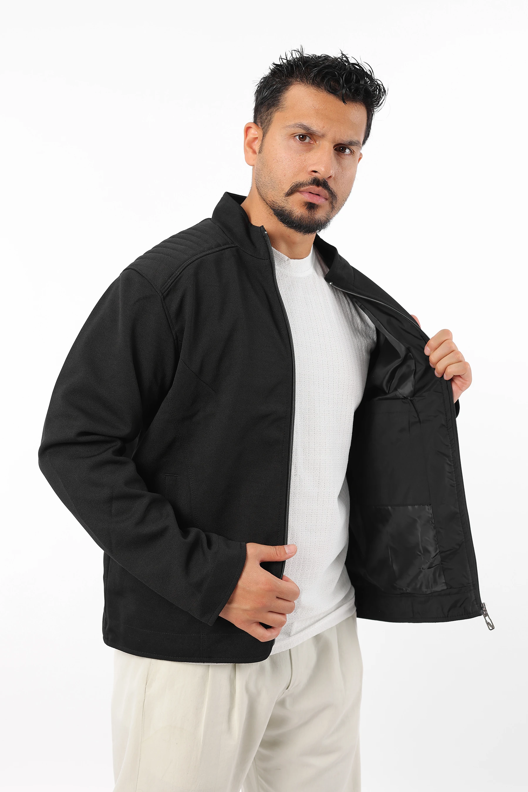 Erkek Mevsimlik İçi Astarlı Örme Pamuk Kumaş Fermuarlı Mont 1324