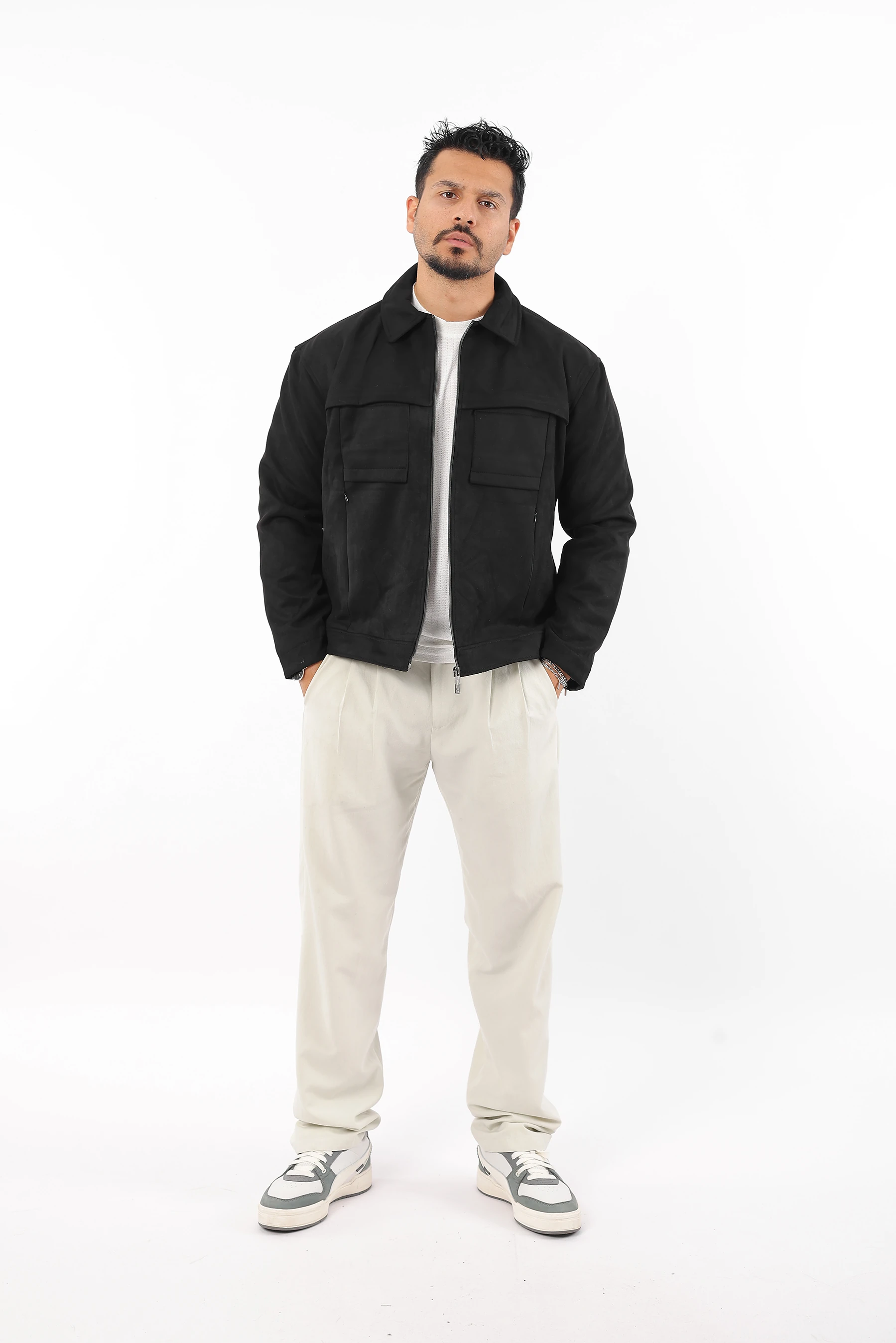 Erkek Mevsimlik Slim Fit Süet Ceket İçi Astarlı Fermuarlı Mont 1218