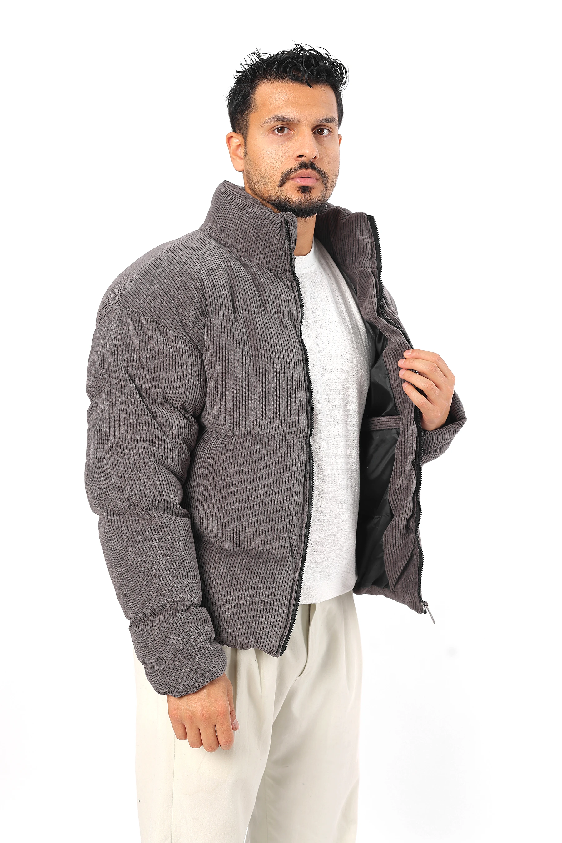 Erkek Şişme Sıkı Dolum Elyaf Kadife Fitilli Kalın Mont 1626