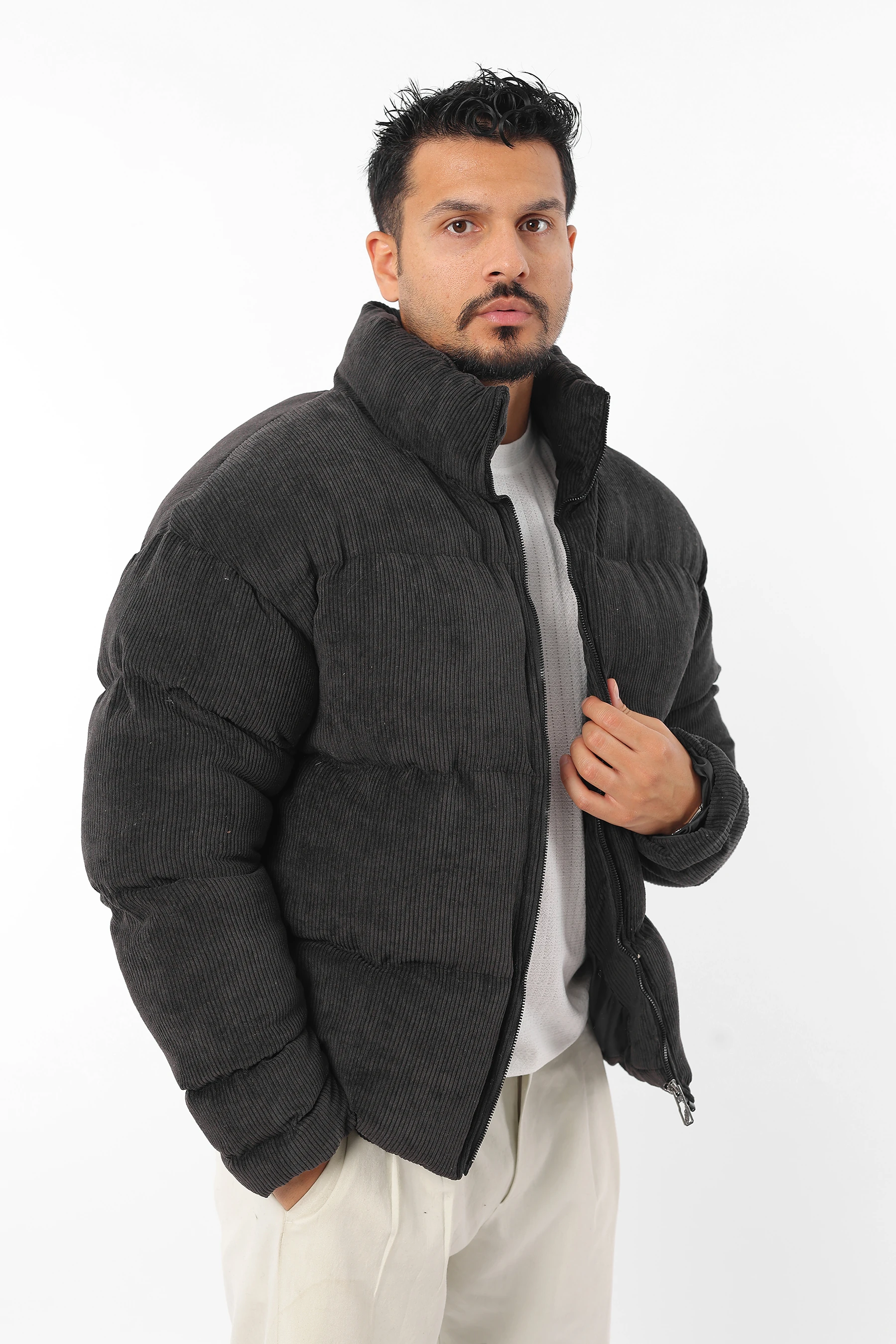 Erkek Şişme Sıkı Dolum Elyaf Kadife Fitilli Kalın Mont 1626