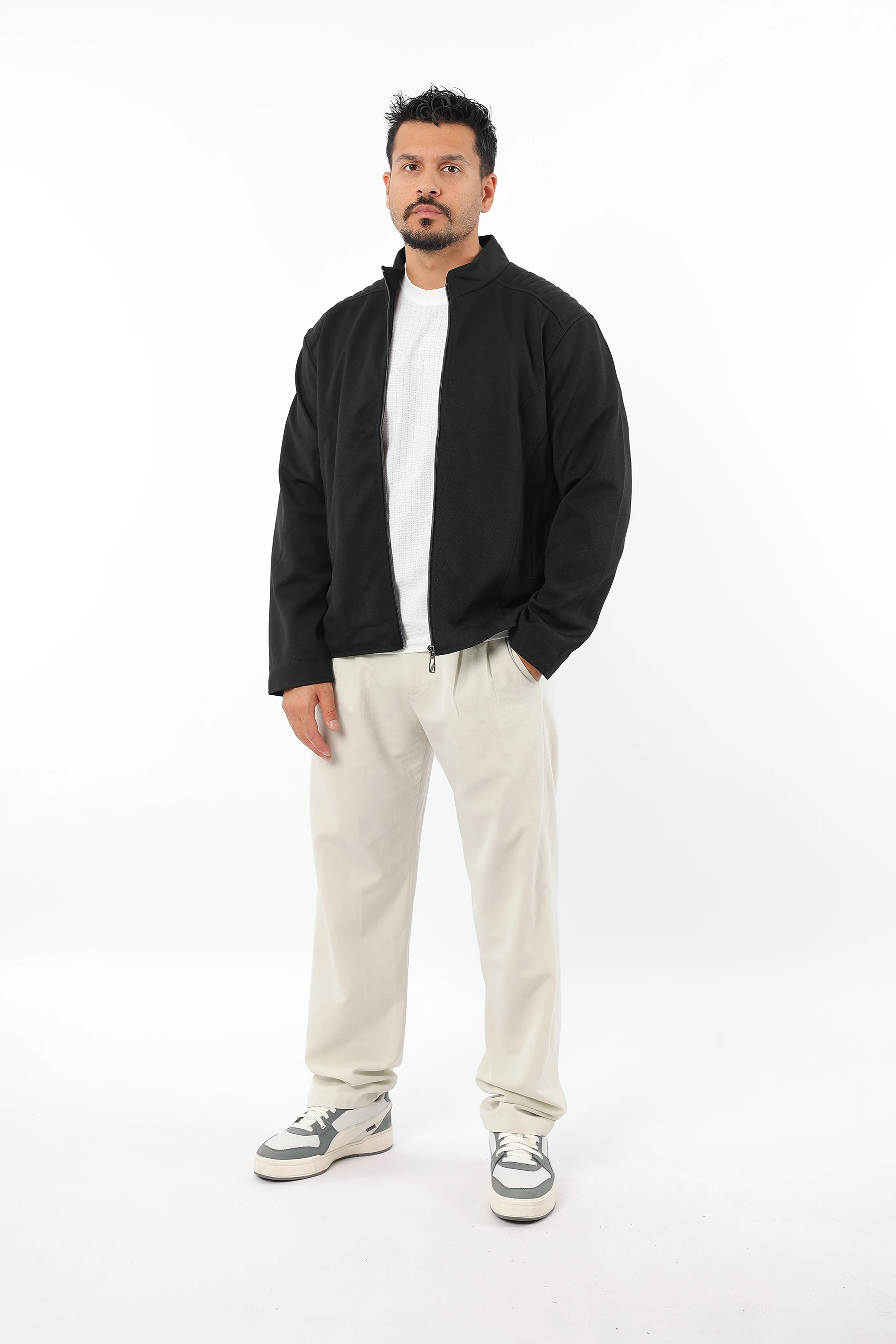 Erkek Mevsimlik İçi Astarlı Örme Pamuk Kumaş Fermuarlı Mont 1324