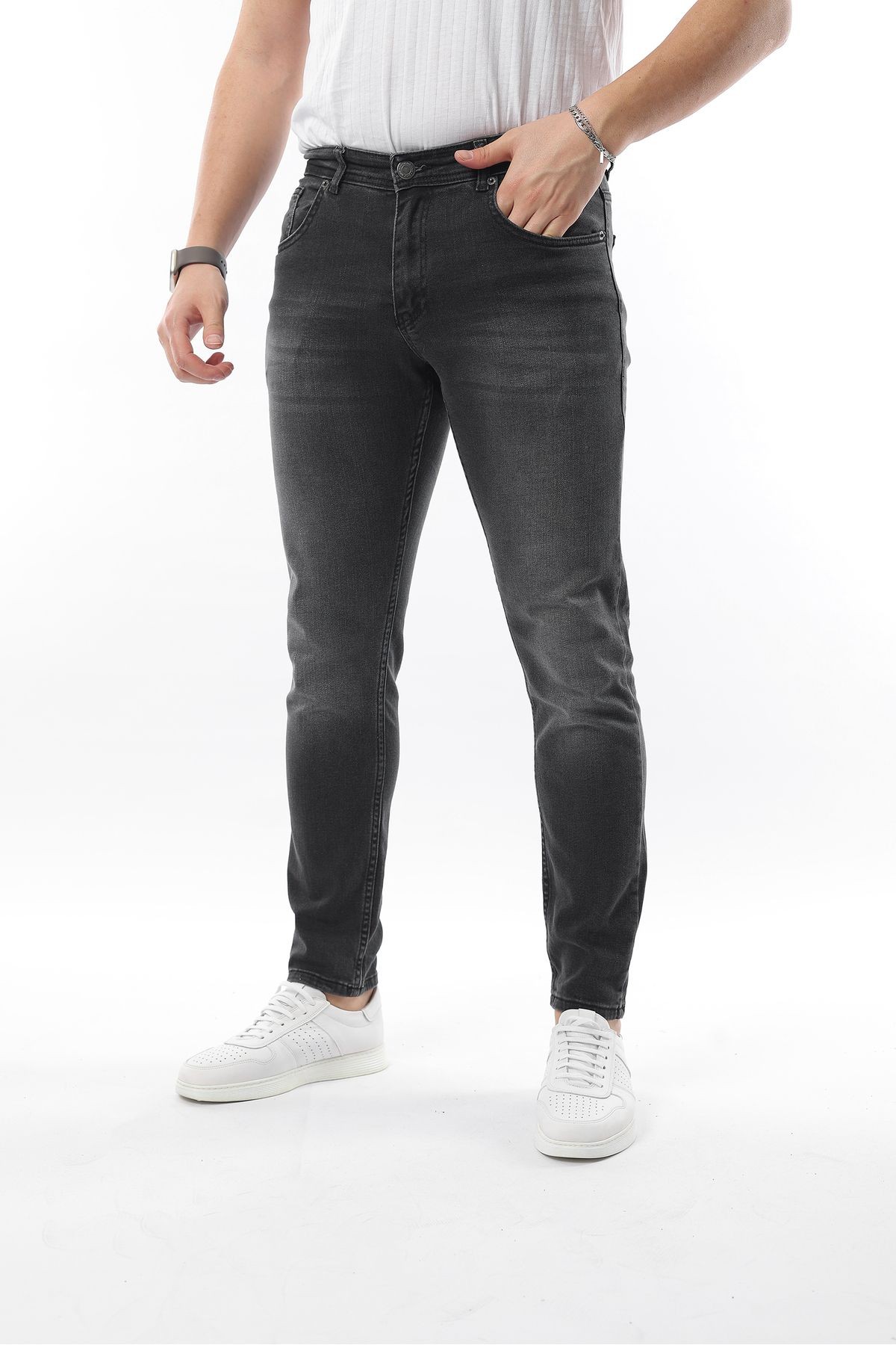 Erkek Slim Fit Esnek Denim Jean Kot Pantolon