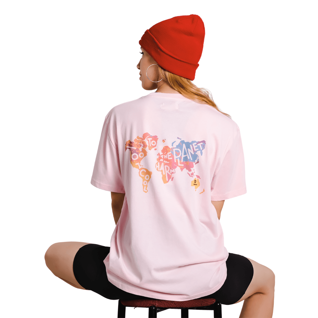 "Too Cool to Harm the Planet" Candy Pink Organik T-shirt