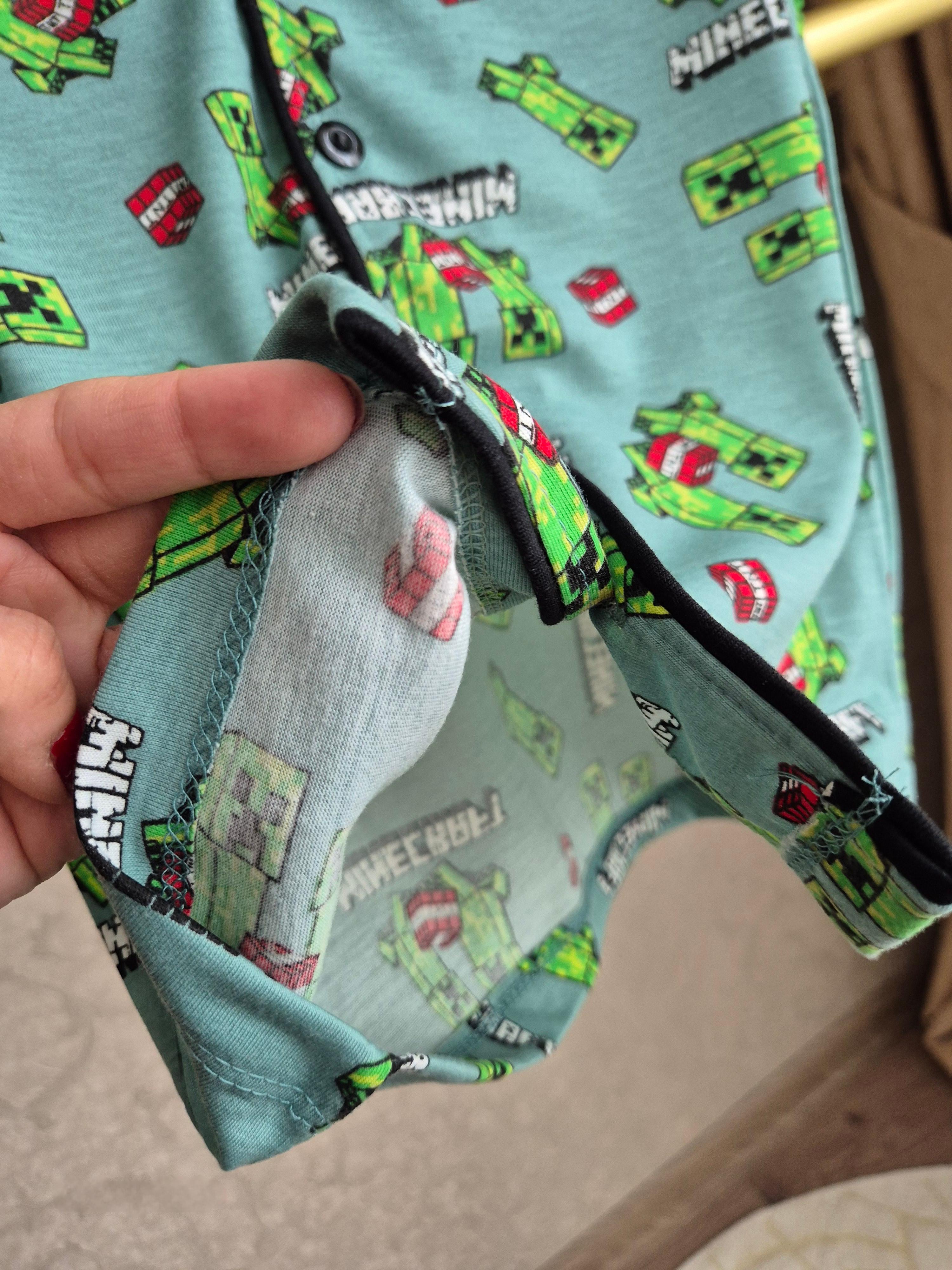 Minecraft Baskılı Önden Düğmeli Erkek Çocuk Pijama Takımı(4-12 Yaş)