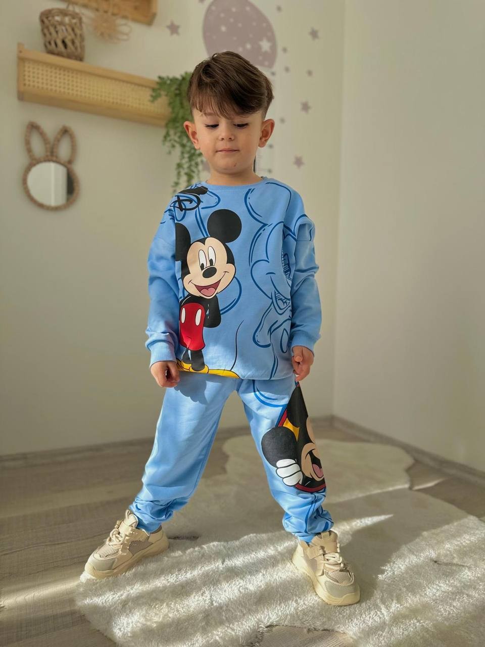 Mickey Mouse Baskı Detaylı Erkek Çocuk Alt Üst Takım