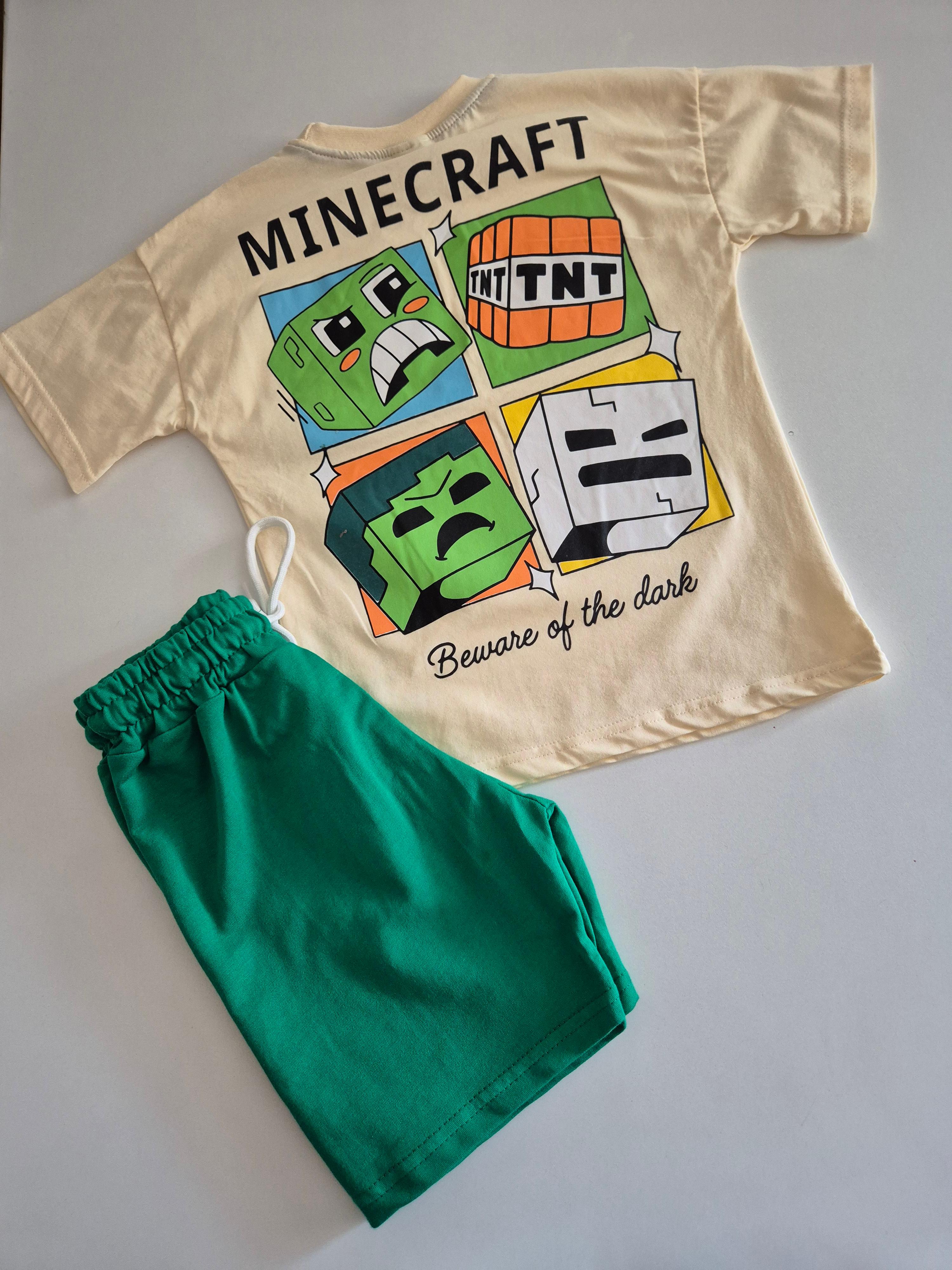 Ön ve Arkası Minecraft Baskılı Erkek Çocuk Alt Üst Takım (3-10 Yaş)