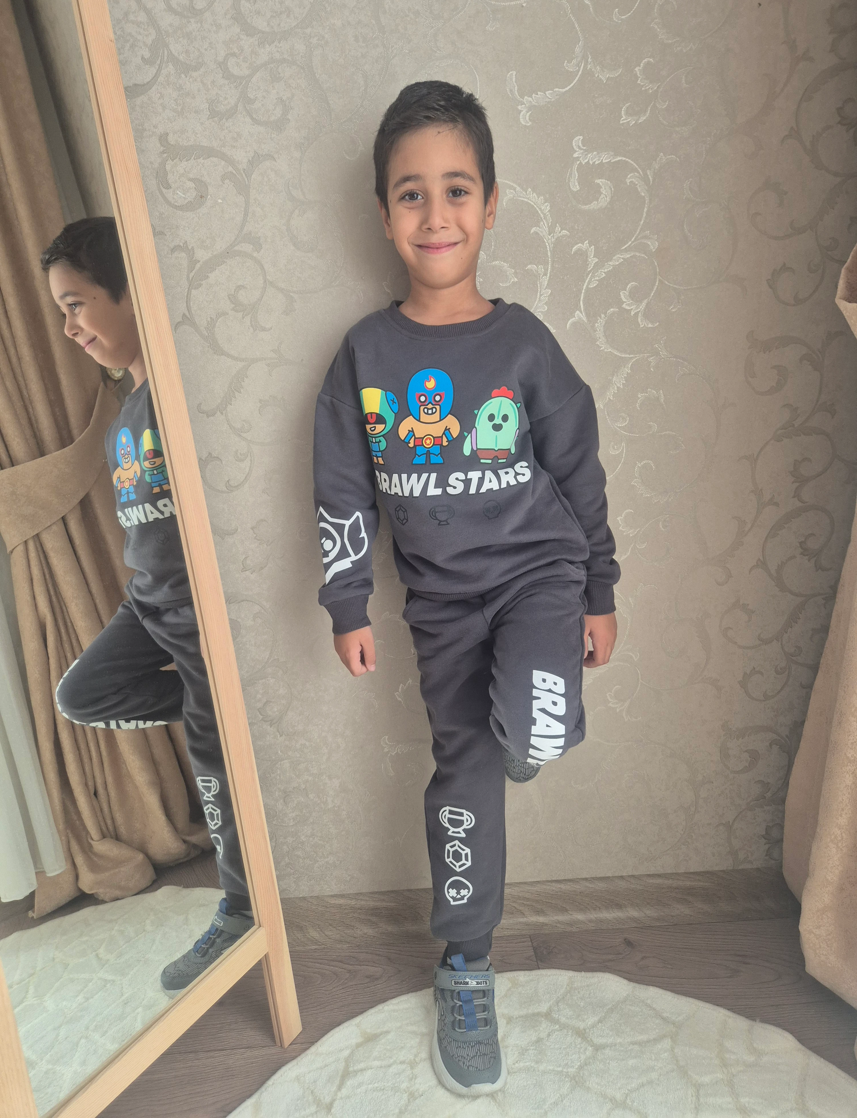 Brawl Stars Temalı Füme Erkek Çocuk Alt Üst Takım (3-10 Yaş)