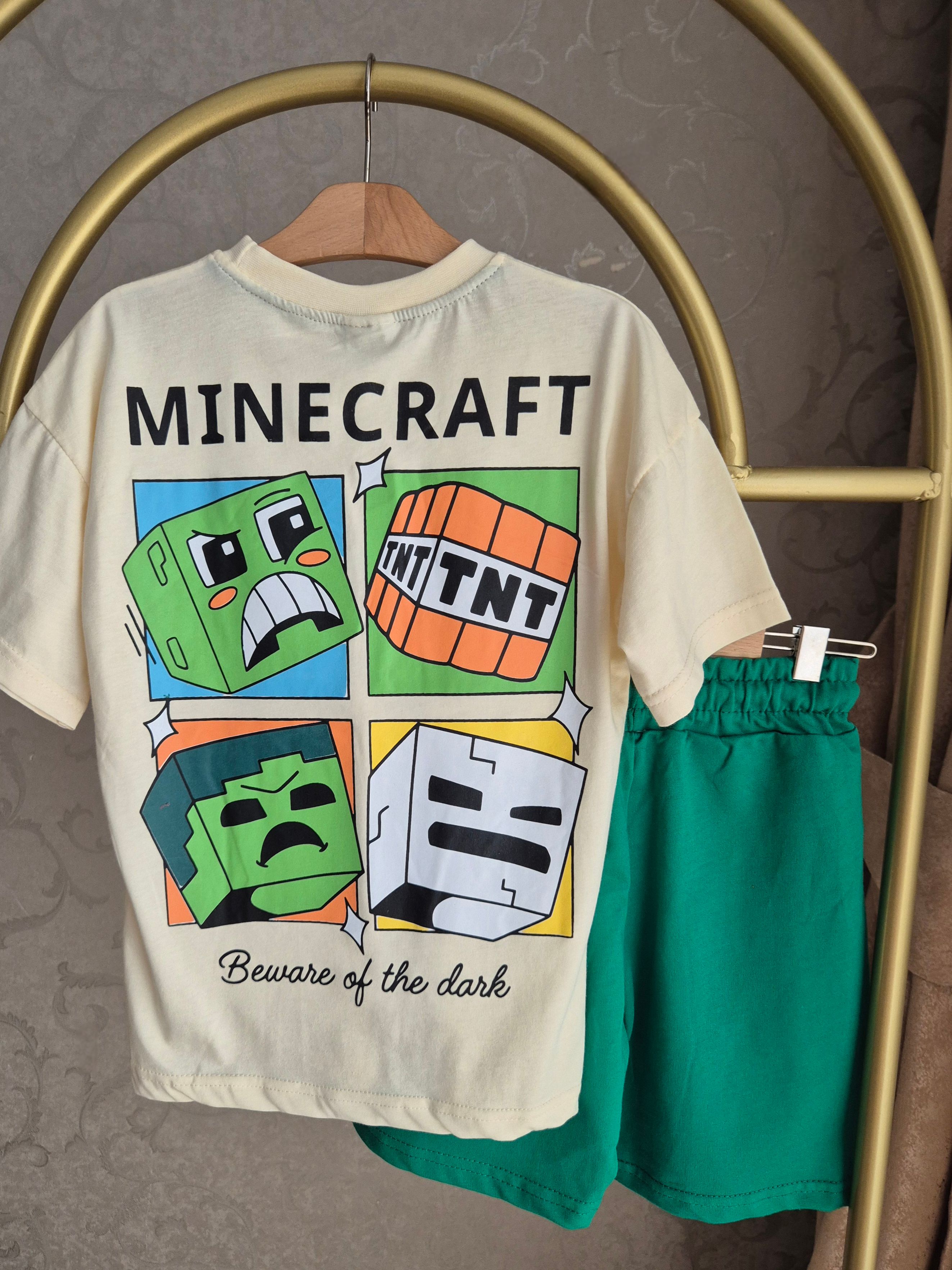 Ön ve Arkası Minecraft Baskılı Erkek Çocuk Alt Üst Takım (3-10 Yaş)