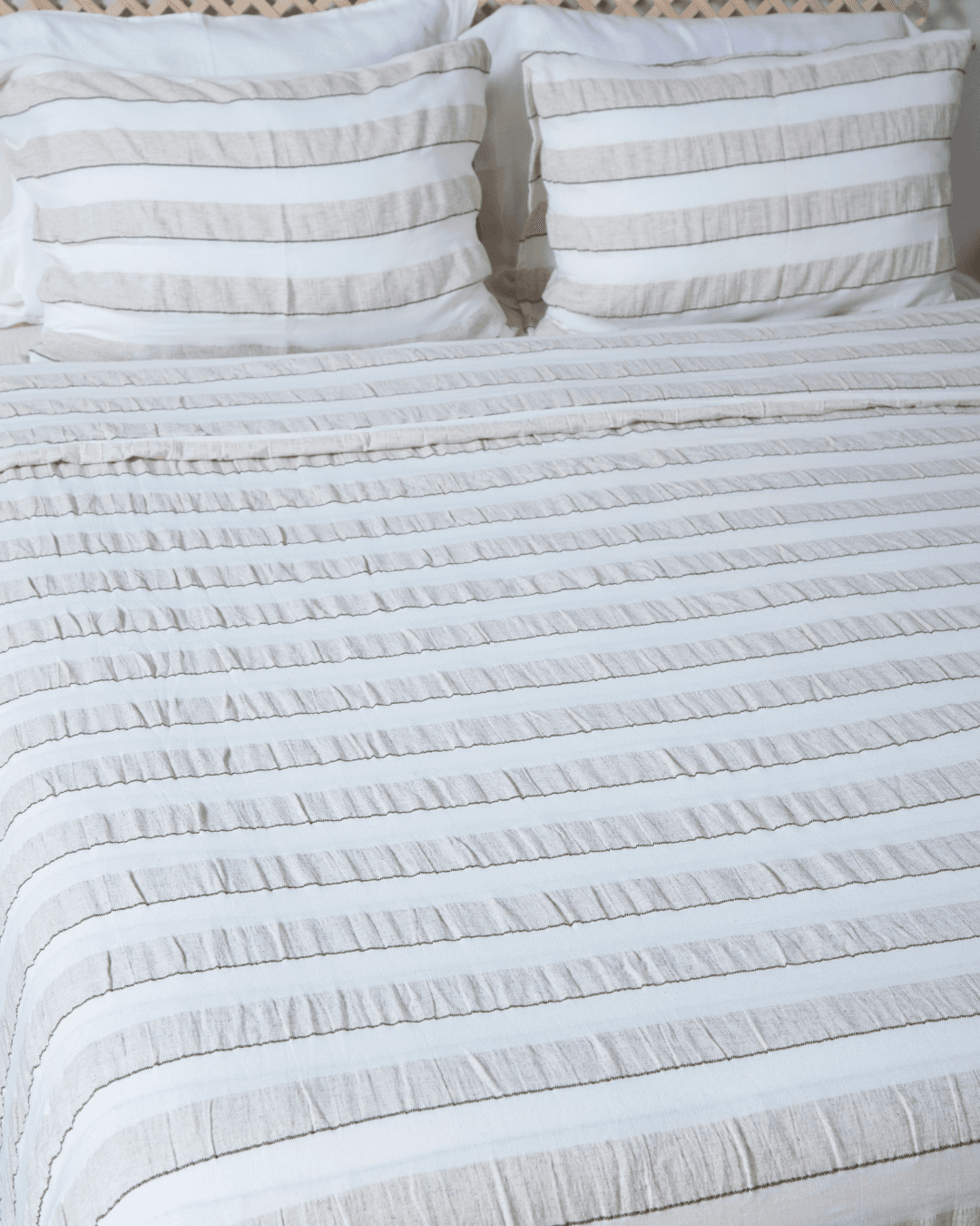 Maya Çift Kişilik King Size Keten Pamuk Nevresim Takımı Yeşil