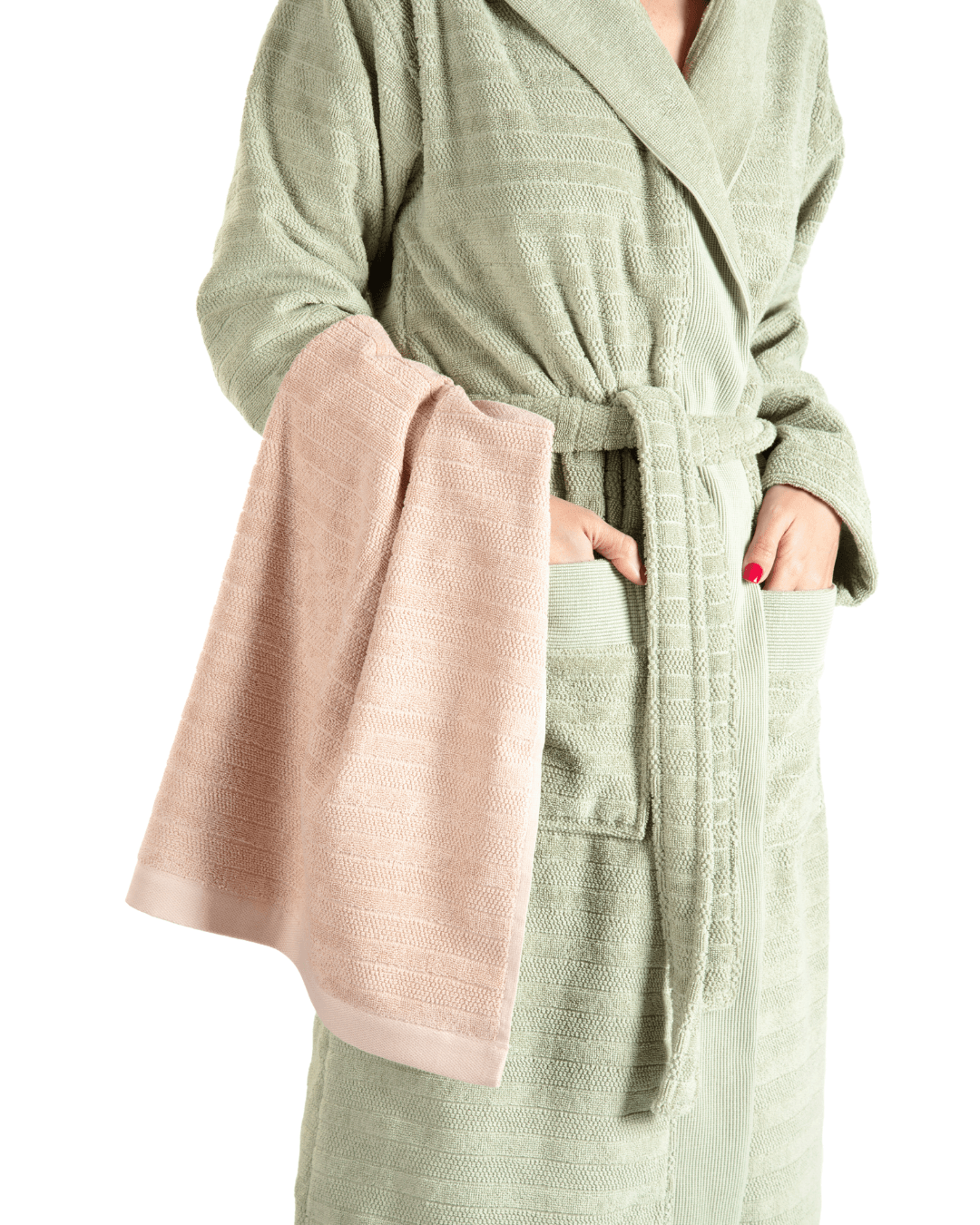Vespera Sage Green Pamuklu Bornoz