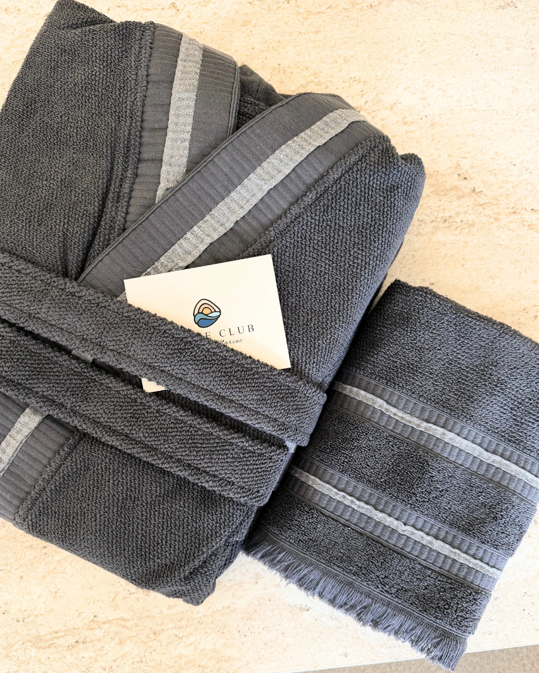 Aurelia Grey-Ecru Pamuklu Bornoz Takım