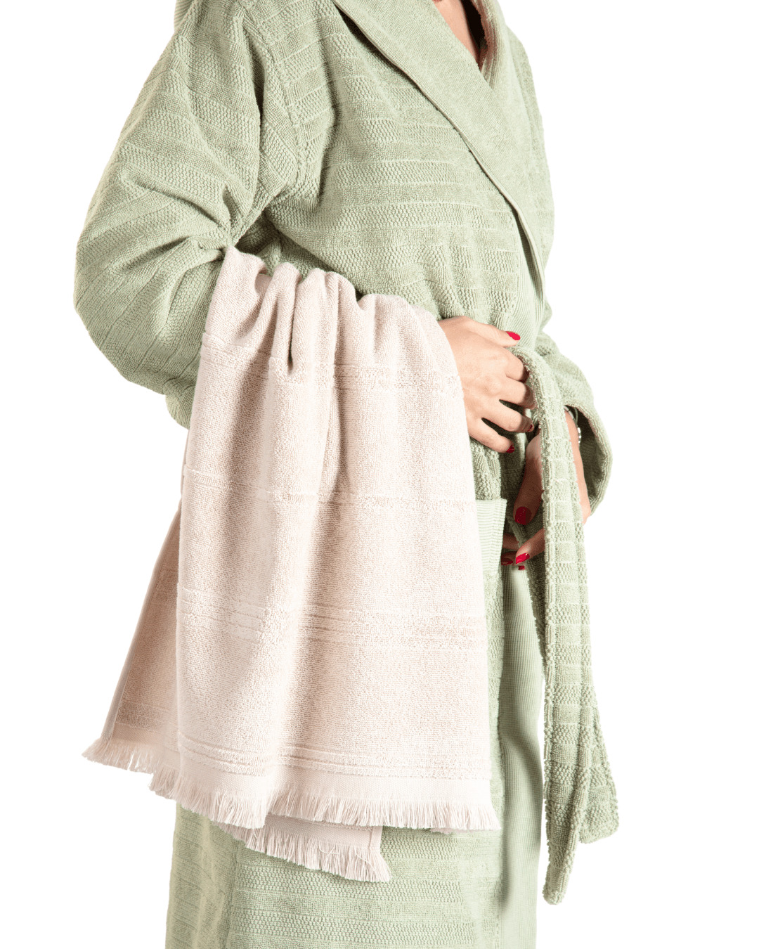 Vespera Sage Green Pamuklu Bornoz