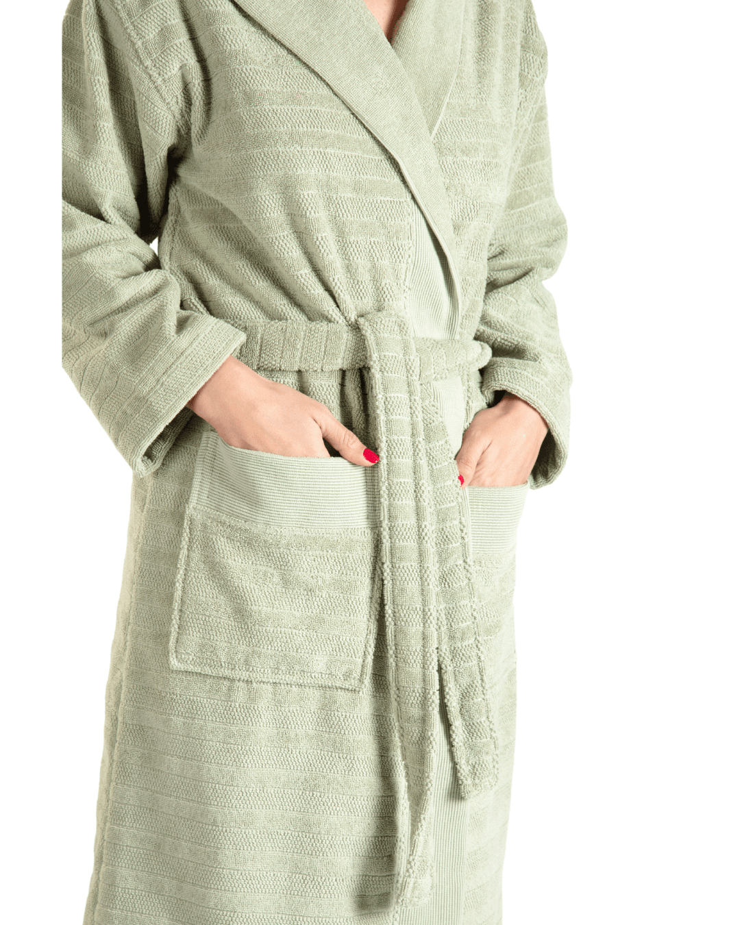 Vespera Sage Green Pamuklu Bornoz