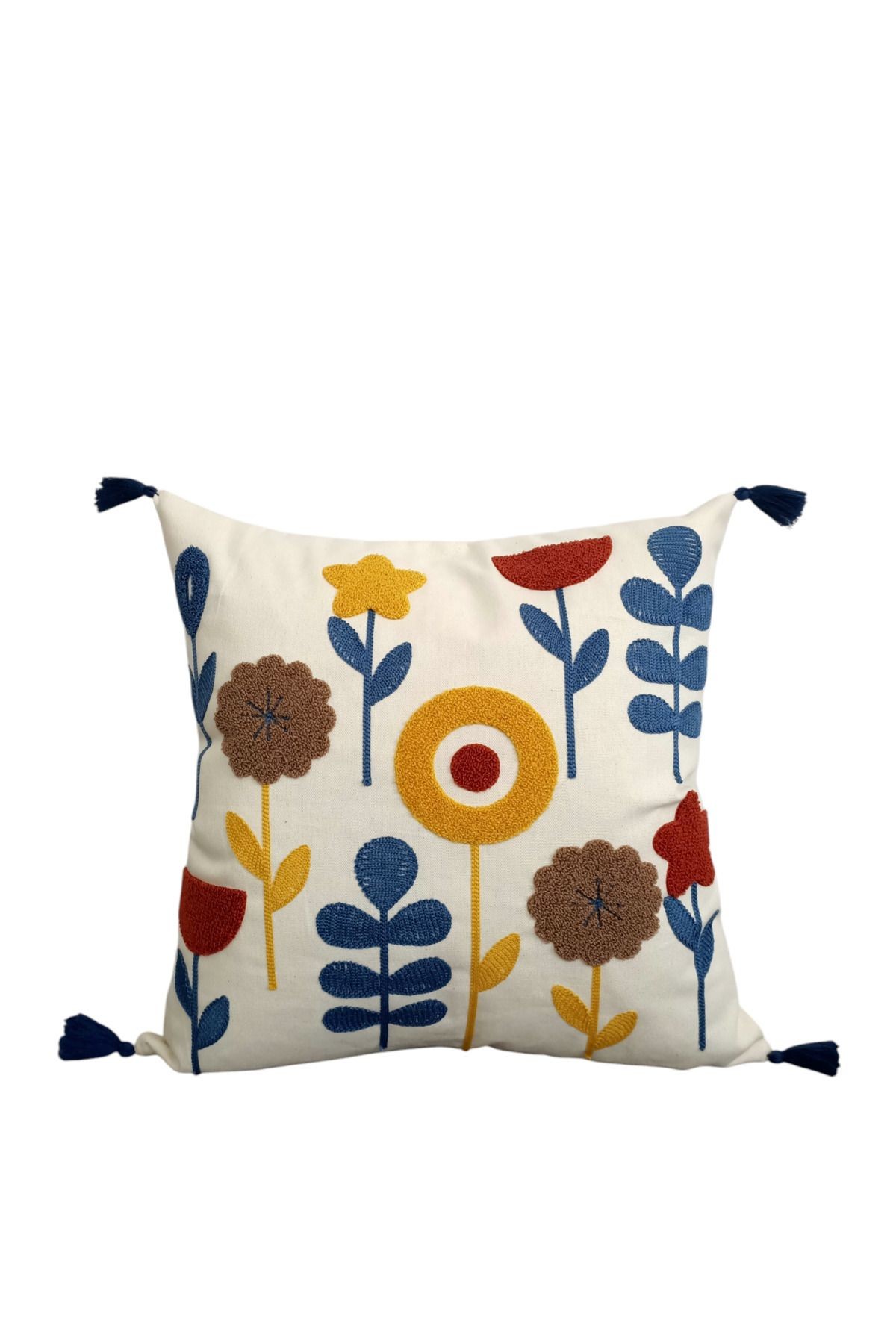 Punch Star Desen Ponponlu Kırlent 43x43 cm
