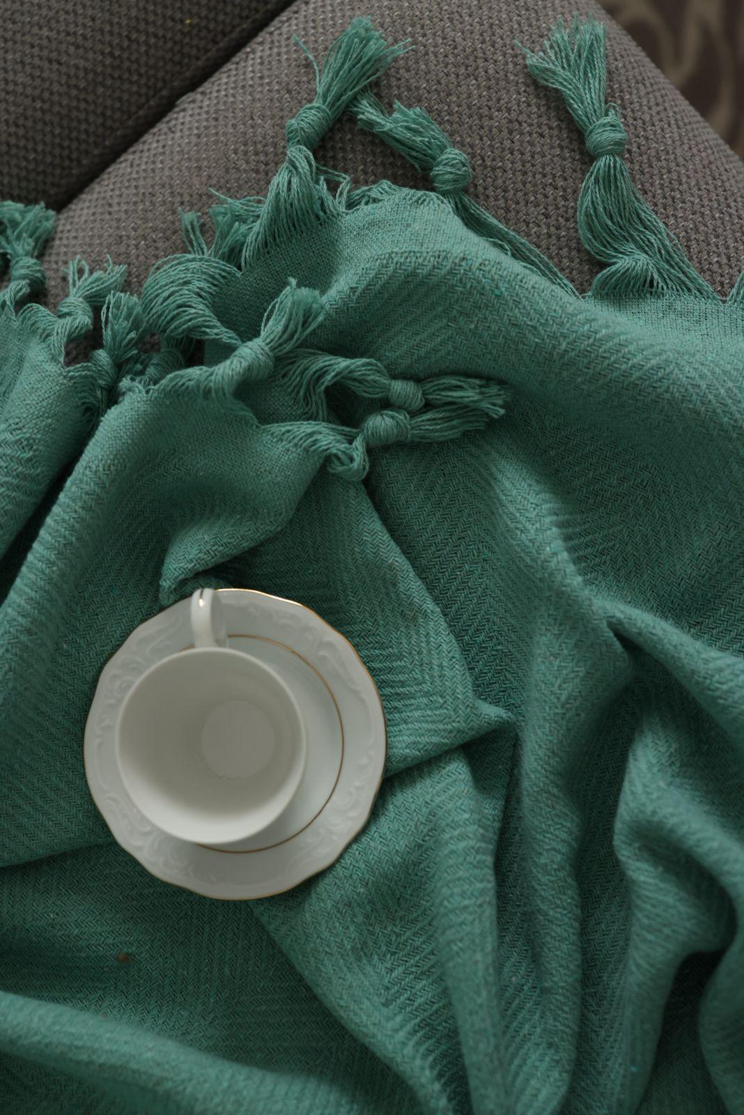 Renge Renk El Bağlama Mint Yeşili Koltuk Örtüsü 180*200 Cm